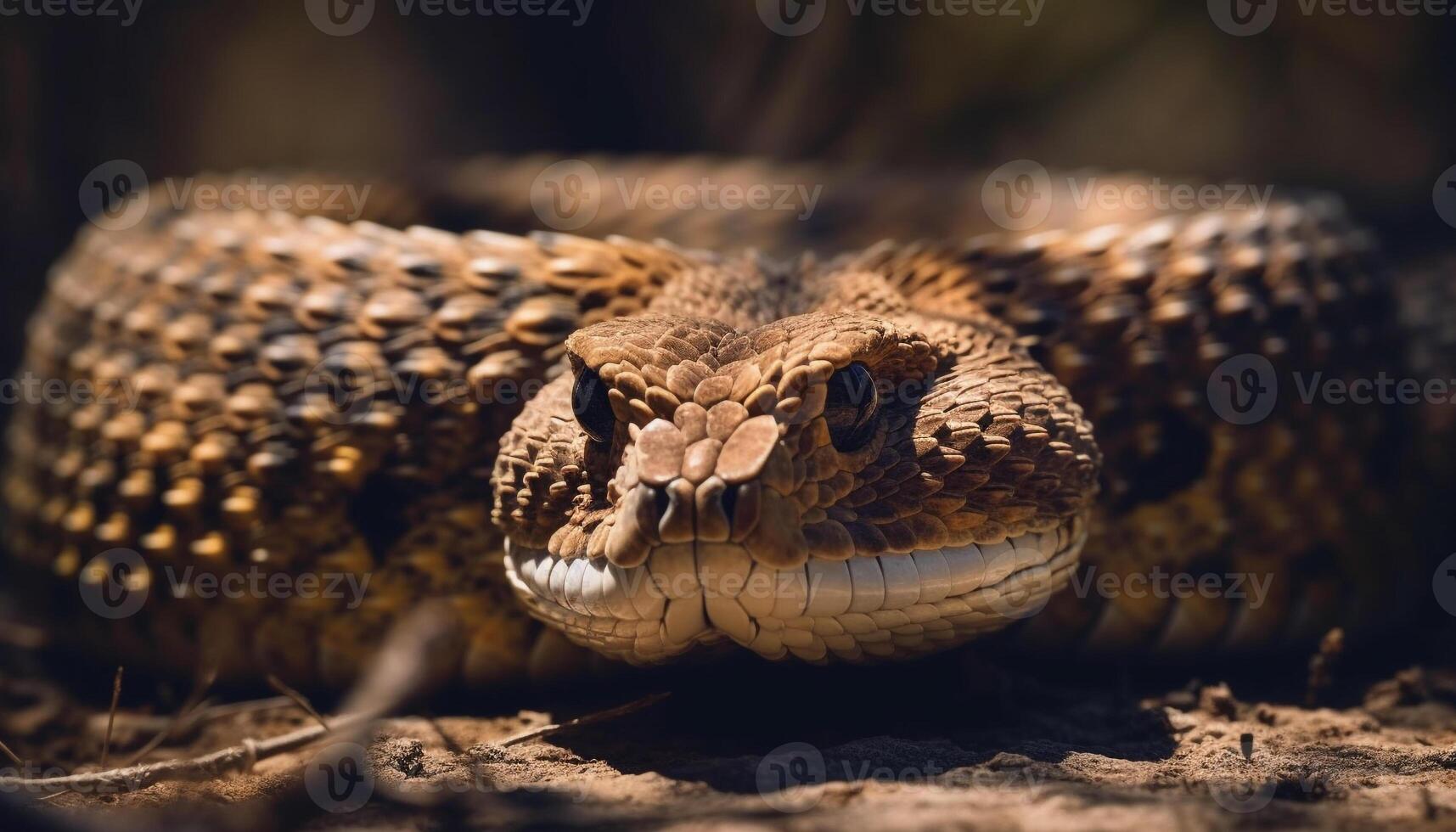 venenoso víbora gatea mediante césped, lengua sacudiendo generado por ai foto