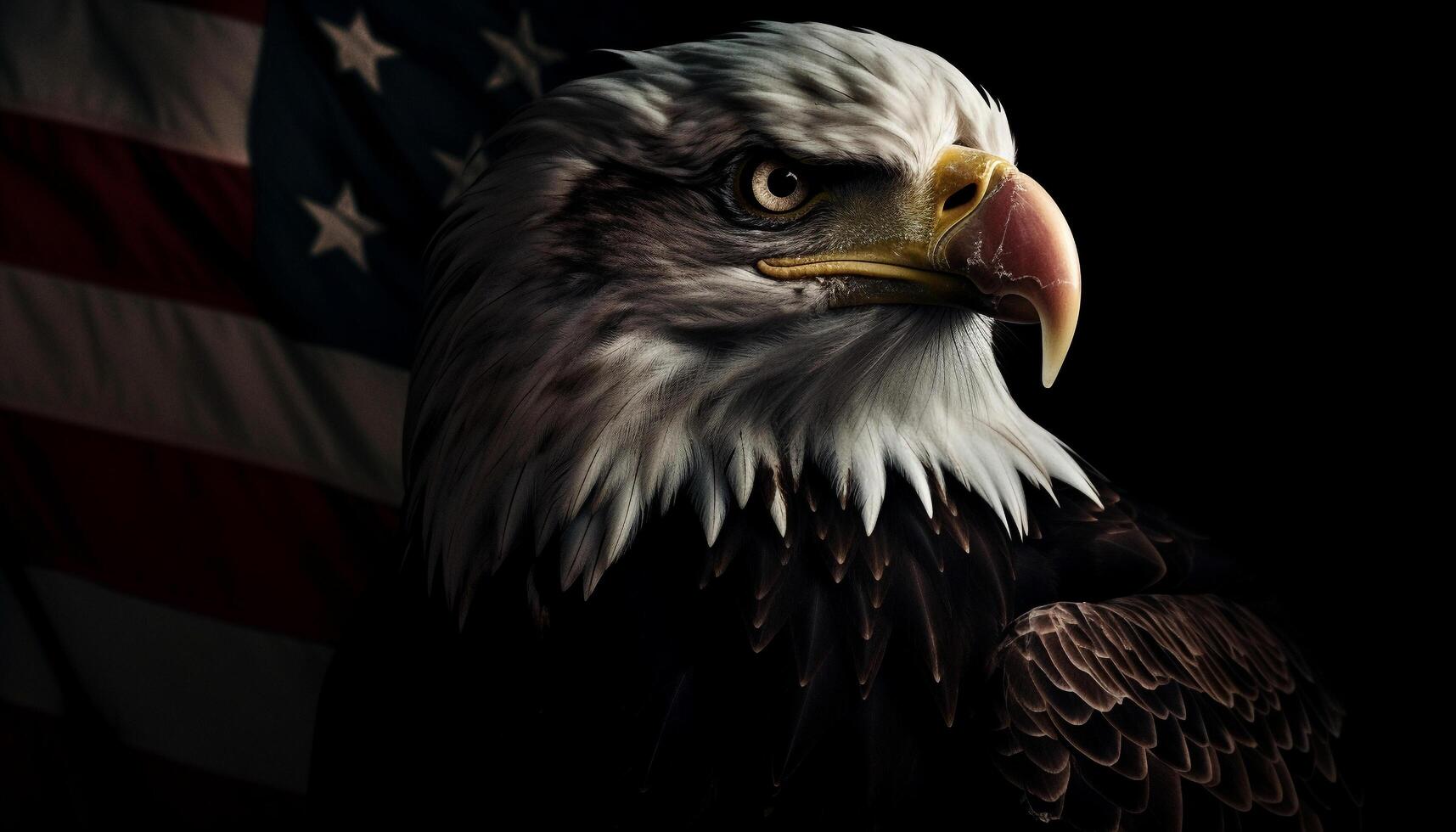 Majestic bald eagle staring with piercing yellow eyes generated by AI photo