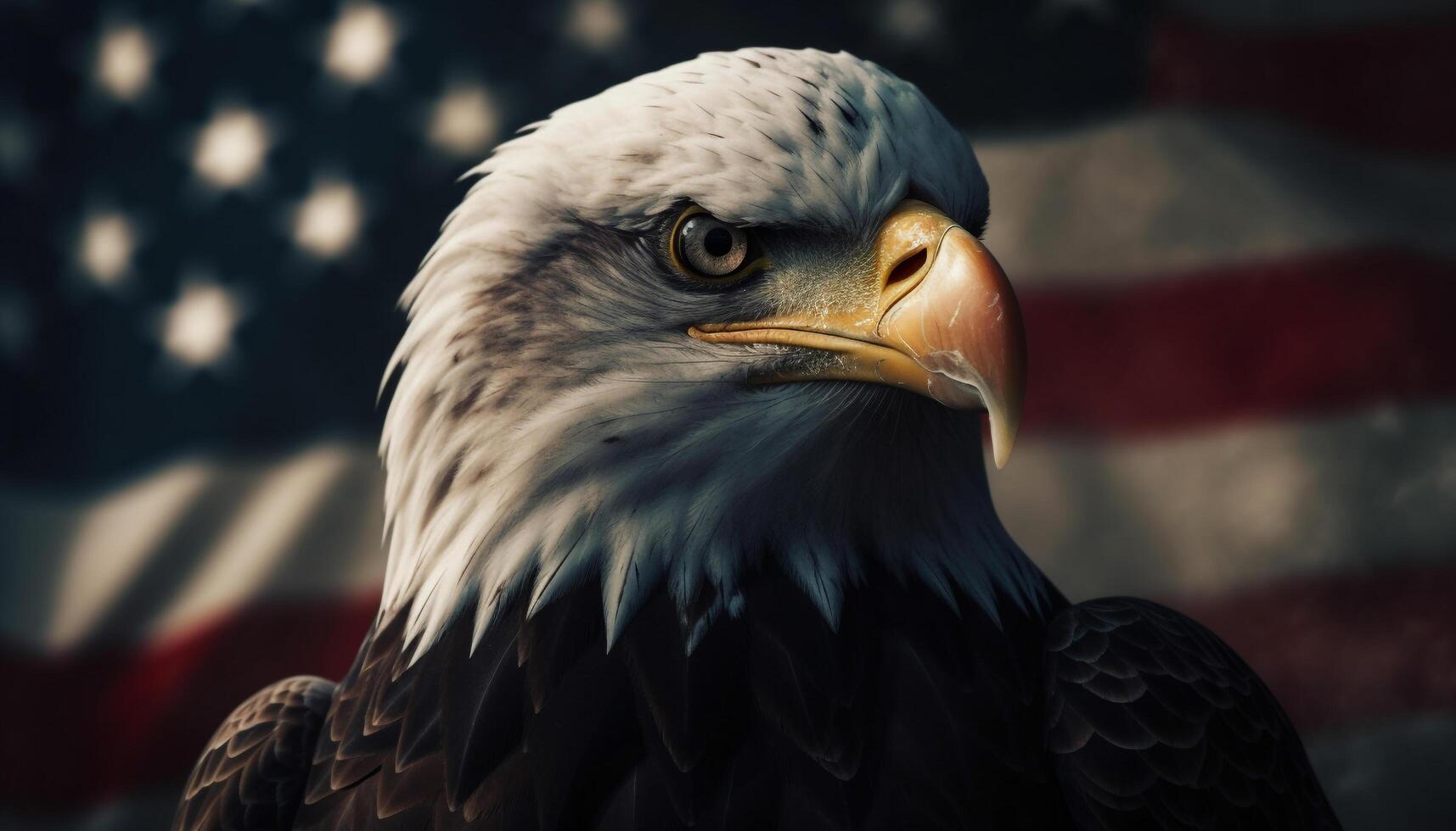 Majestic bald eagle perched, of freedom generated by AI photo