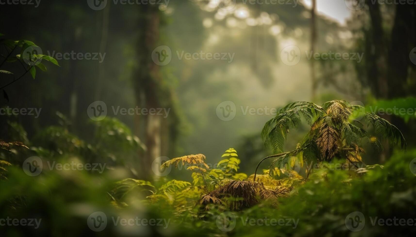 Tropical rainforest beauty in nature at sunrise generated by AI photo