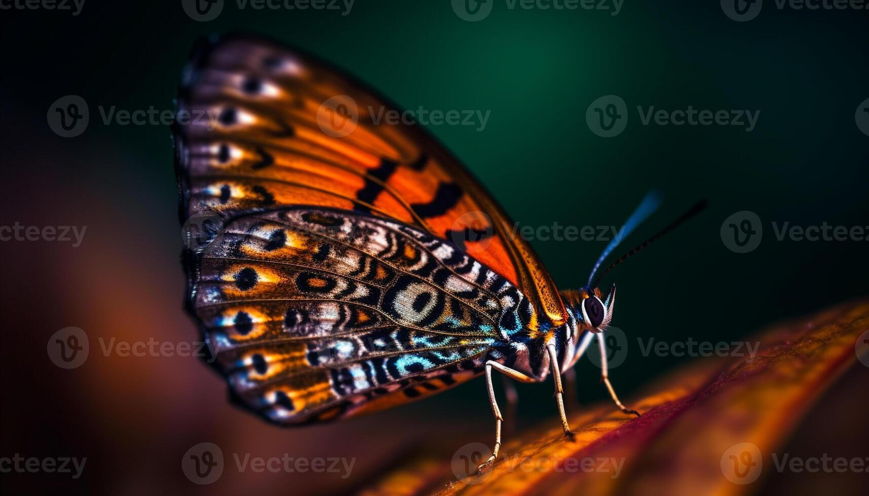 Vibrant butterfly wing showcases nature fragility generated by AI photo