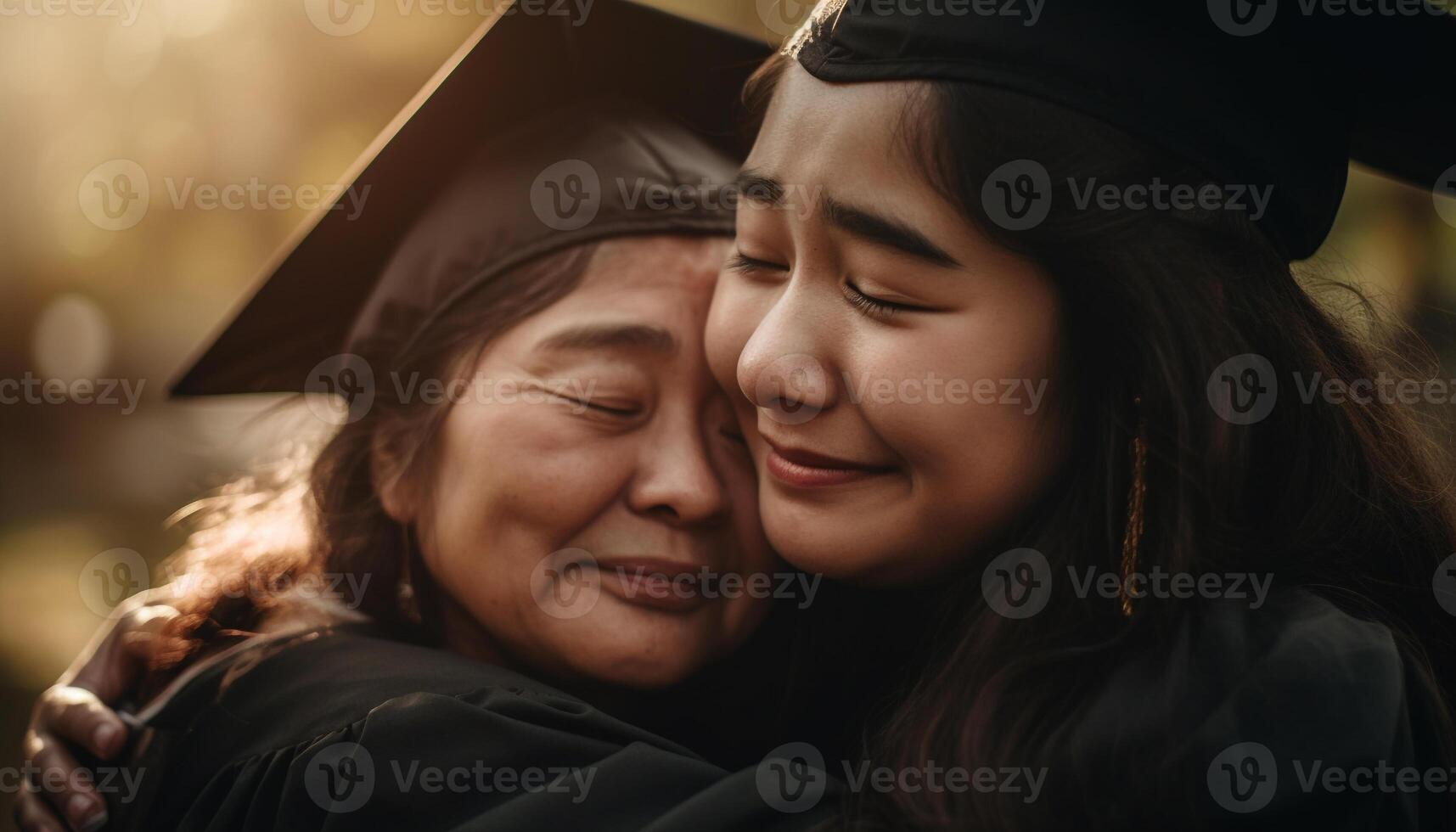 dos fe abrazando en un alegre retrato generado por ai foto