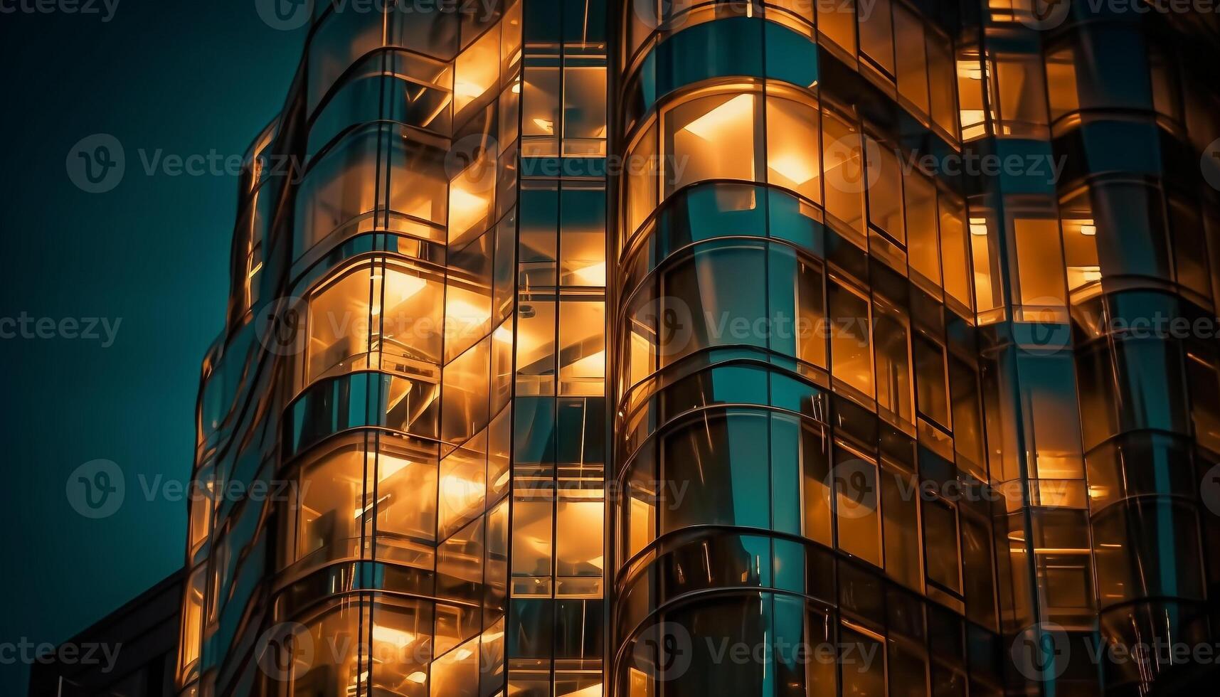 Futuristic steel skyscraper reflects vibrant city life motion generated by AI photo