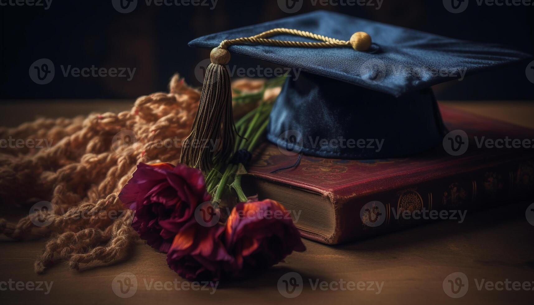 éxito y celebracion con diploma y gorra generado por ai foto