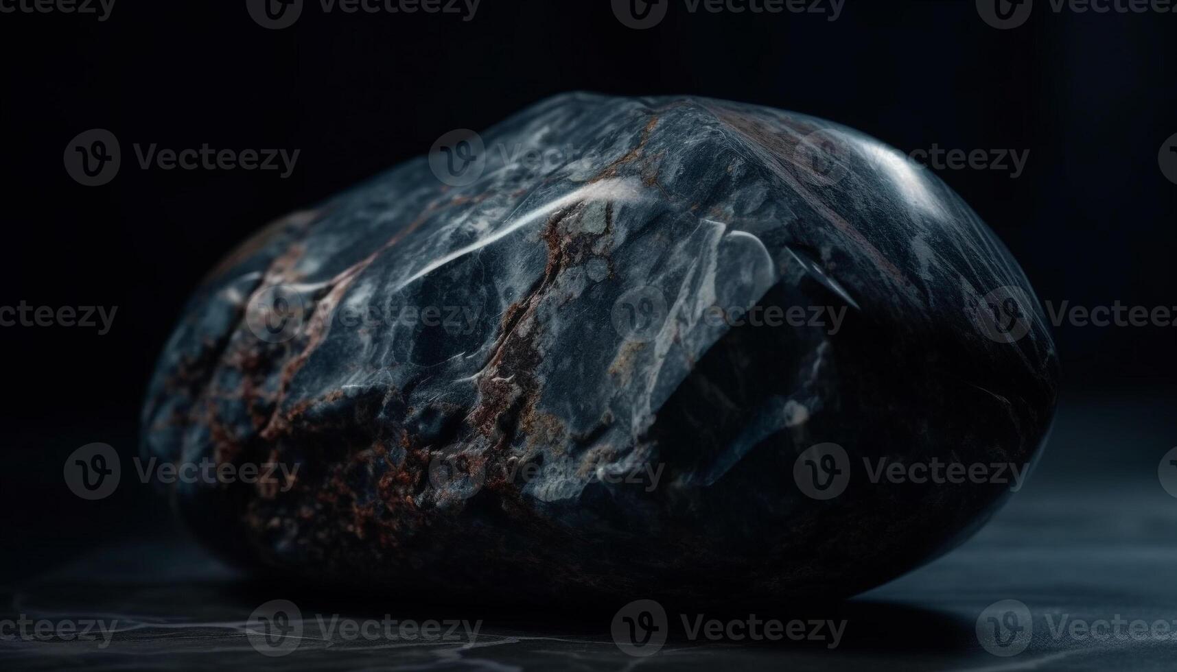 Shiny blue quartz crystal, on black generated by AI photo