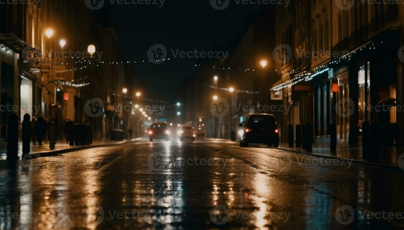 brillante faros iluminar ciudad calles en movimiento generado por ai foto