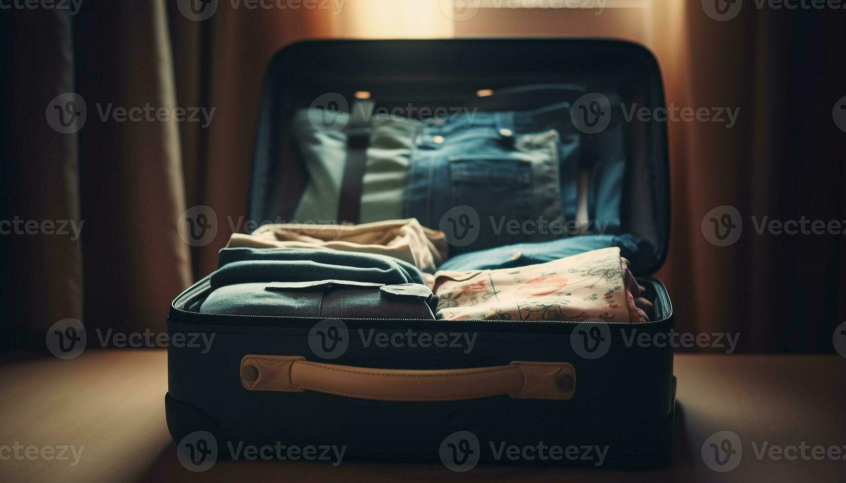 Travelers pack luggage for luxurious summer adventure generated by AI photo