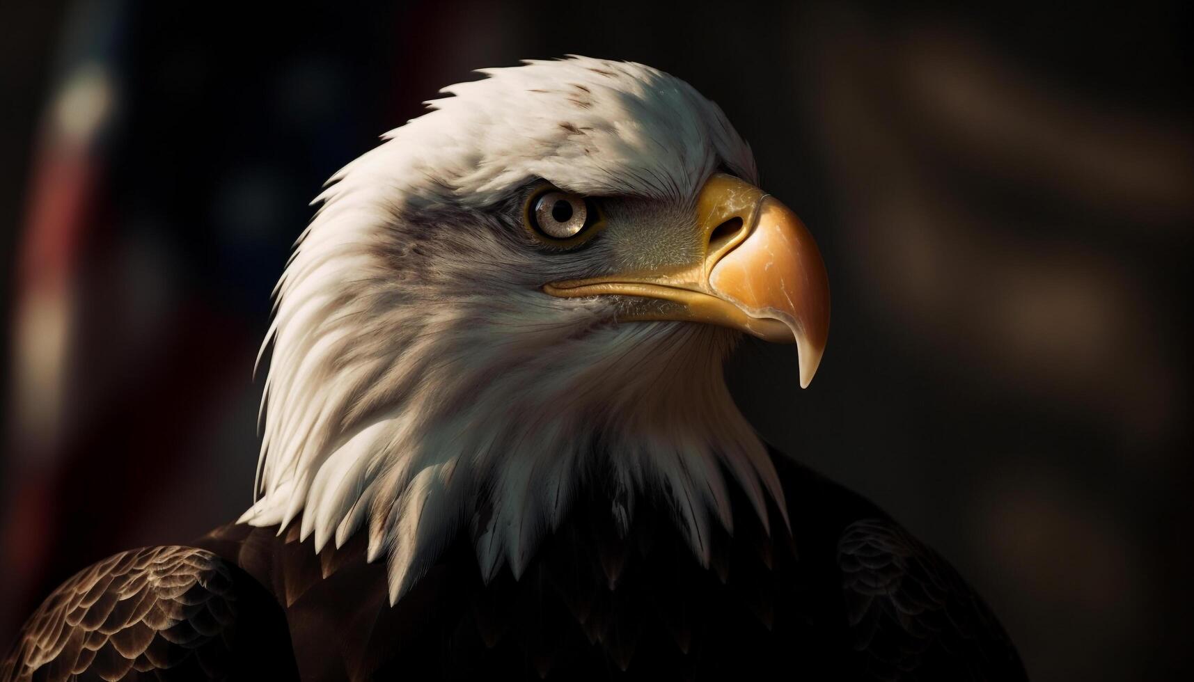 Majestic bald eagle perching on branch generated by AI photo