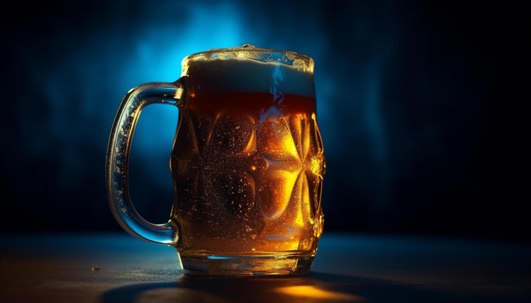 Frothy beer drop in pint glass celebration generated by AI photo