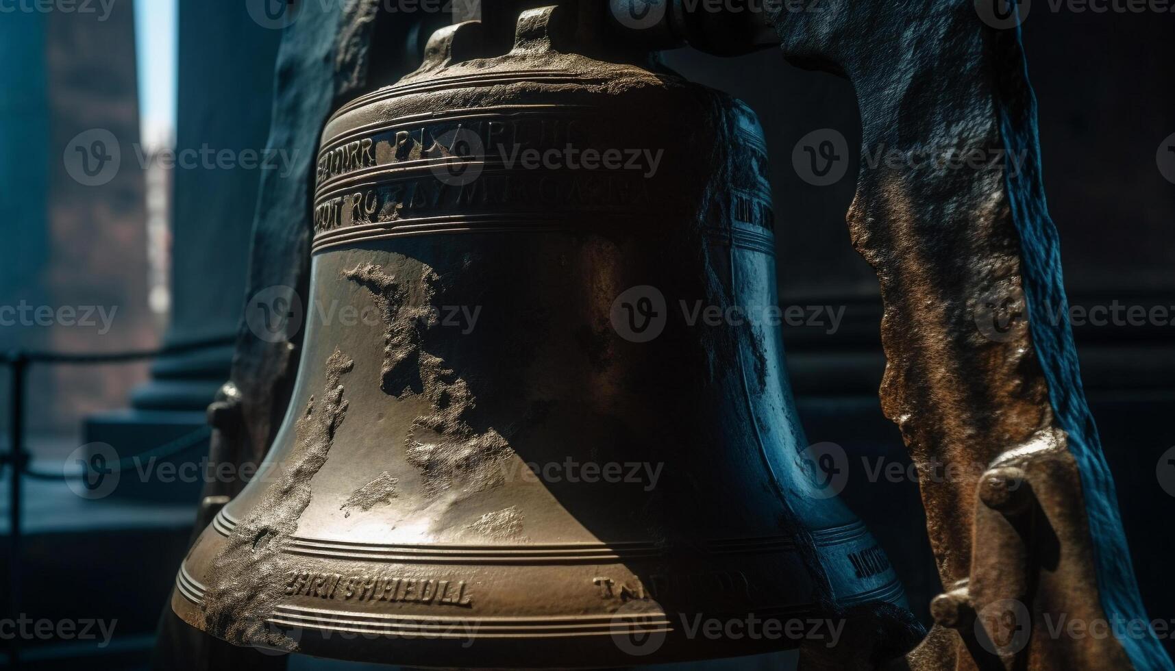Ancient bell, symbol of spirituality and history generated by AI photo