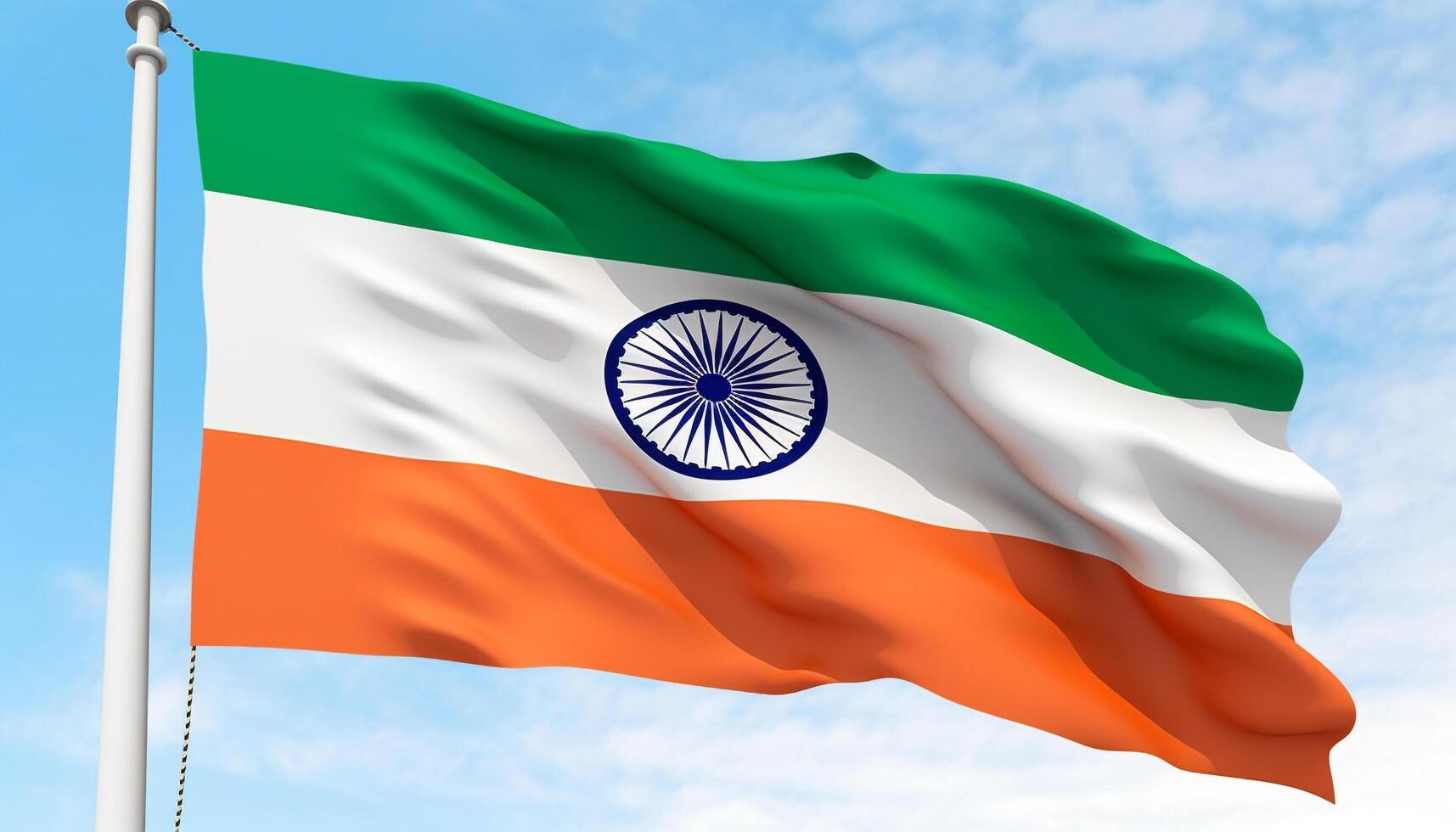 Waving Indian flag symbolizes pride, patriotism, and independence celebration generated by AI photo