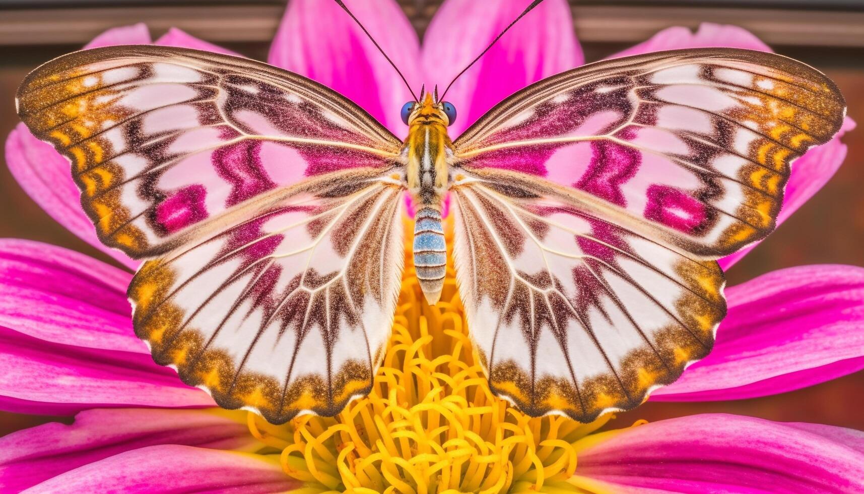 Vibrant butterfly wing pattern showcases beauty in nature fragility generated by AI photo