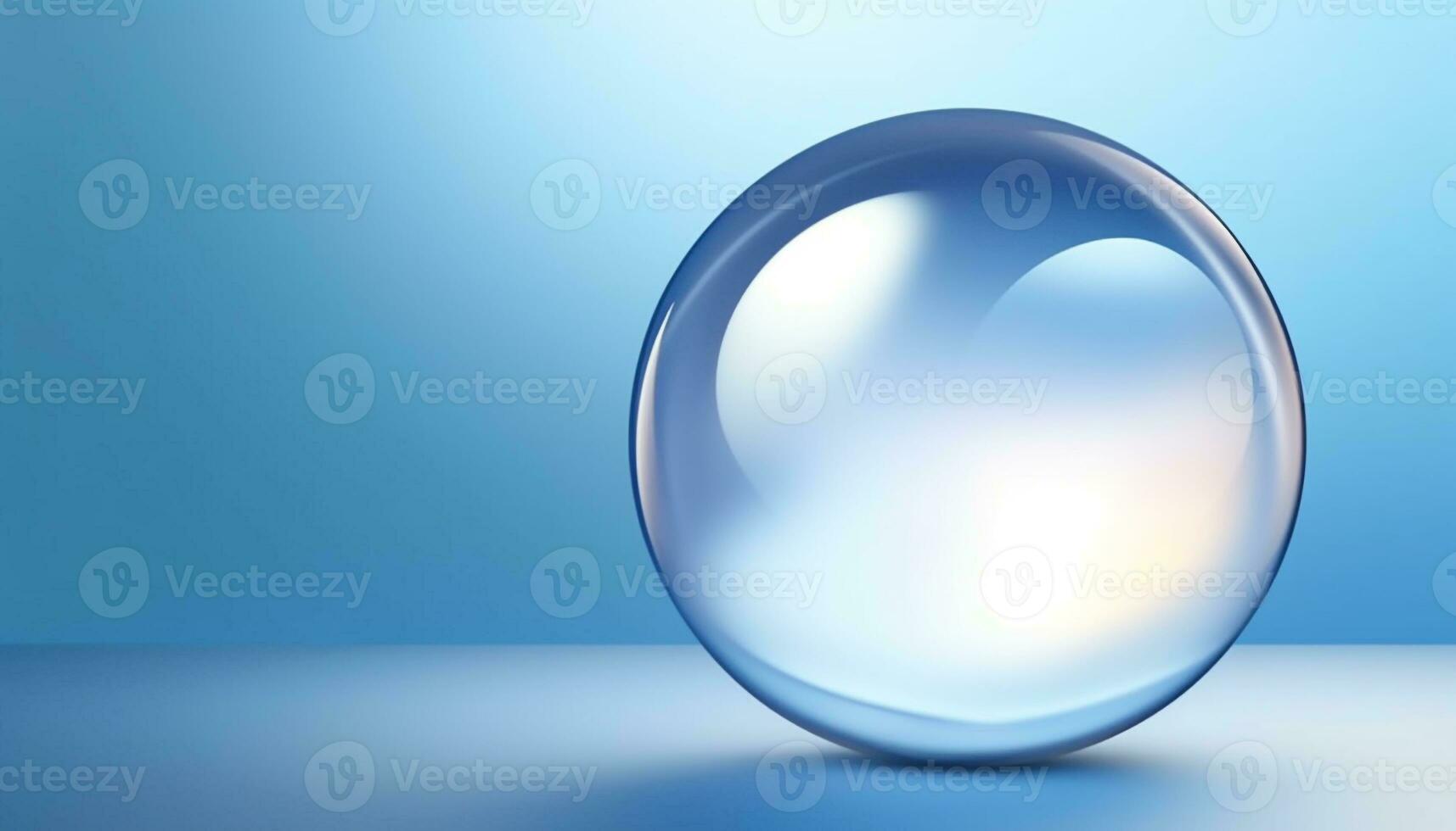 translúcido azul esfera levita en futurista resumen ambiente generado por ai foto