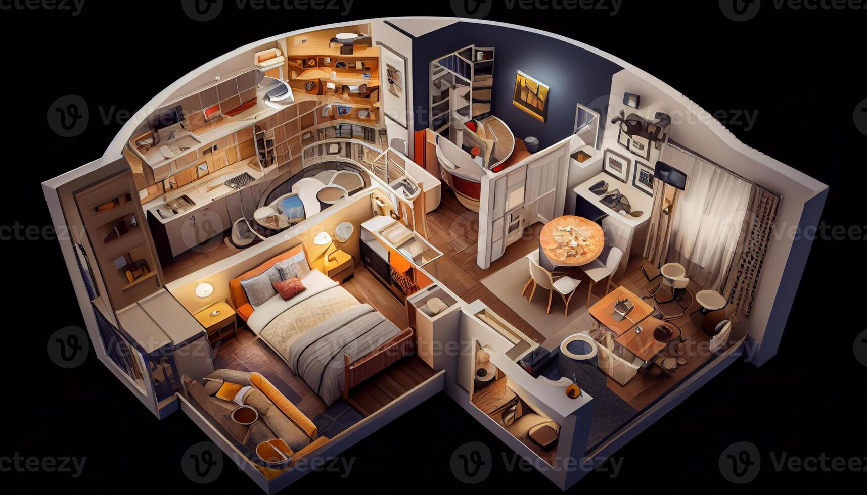 Modern interior design with comfortable apartment , photo