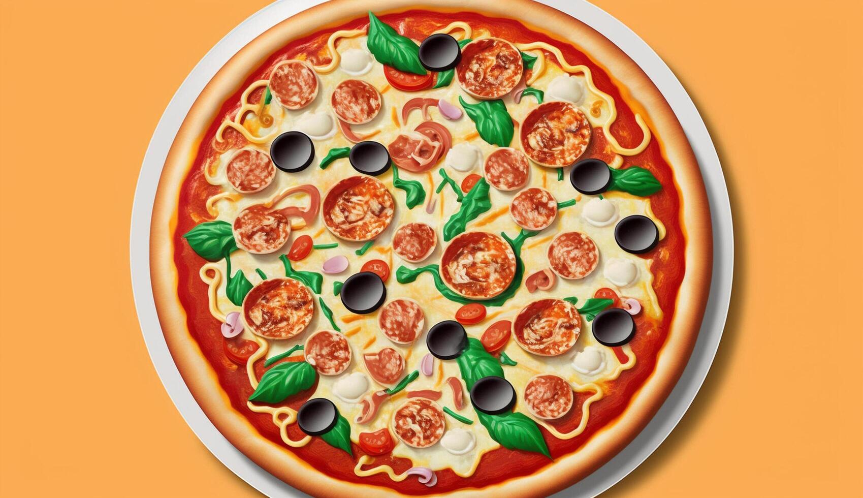 Pizza meal at gourmet pizzeria with fresh mozzarella , photo