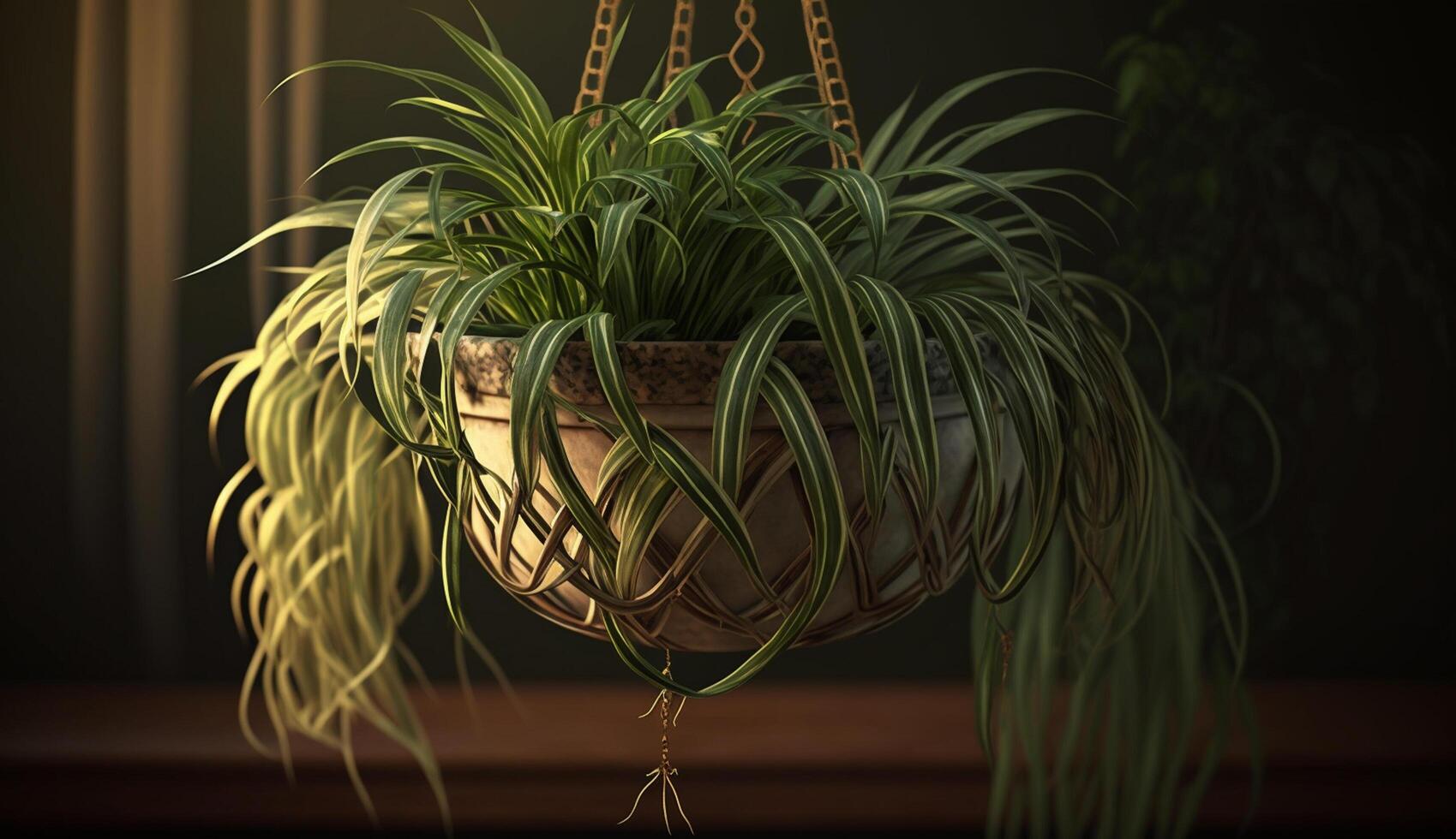 Plant growth indoors in vase, fresh and green ,generative AI photo