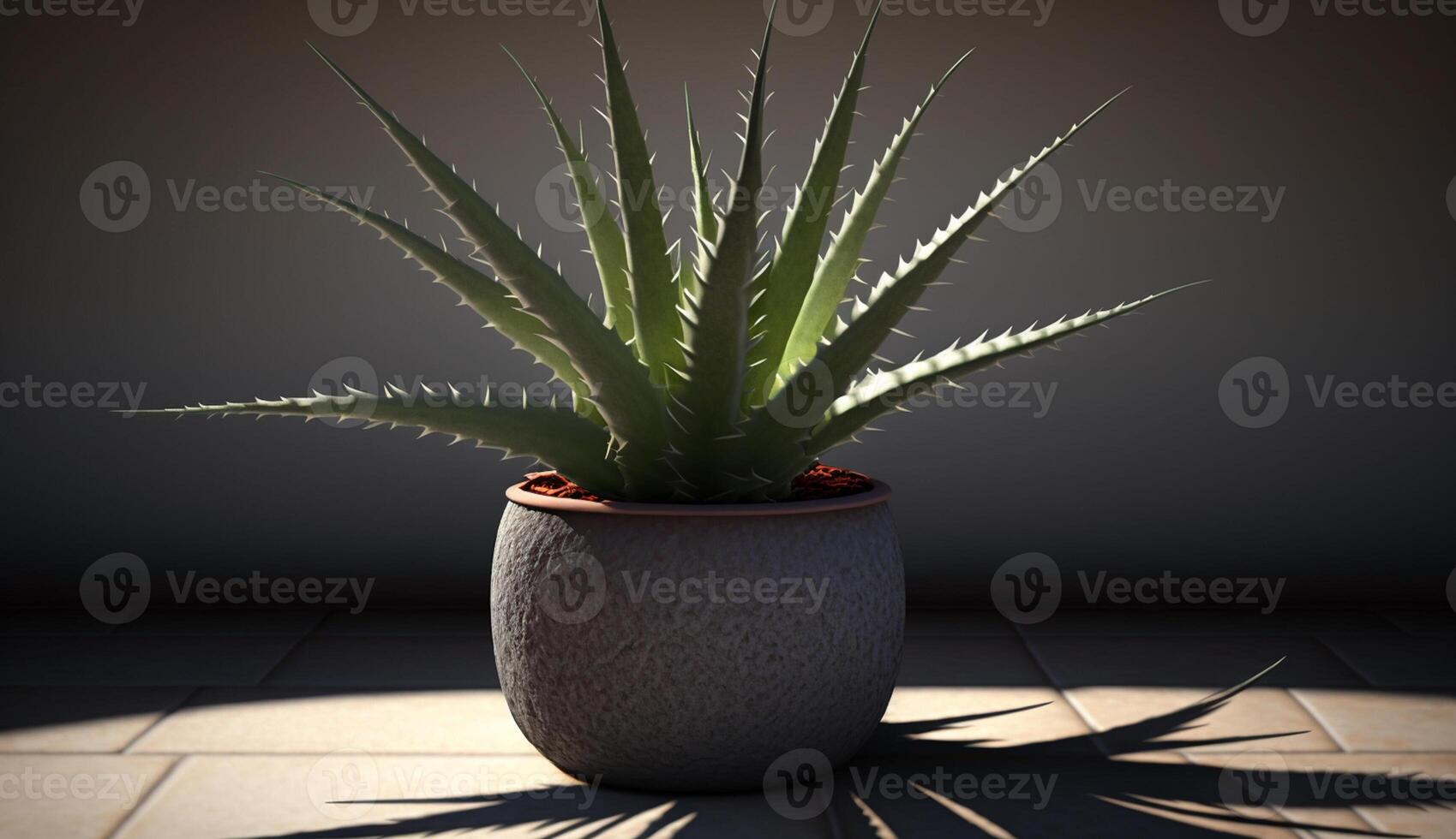 Organic growth of indoor houseplant on wooden surface generated by AI photo