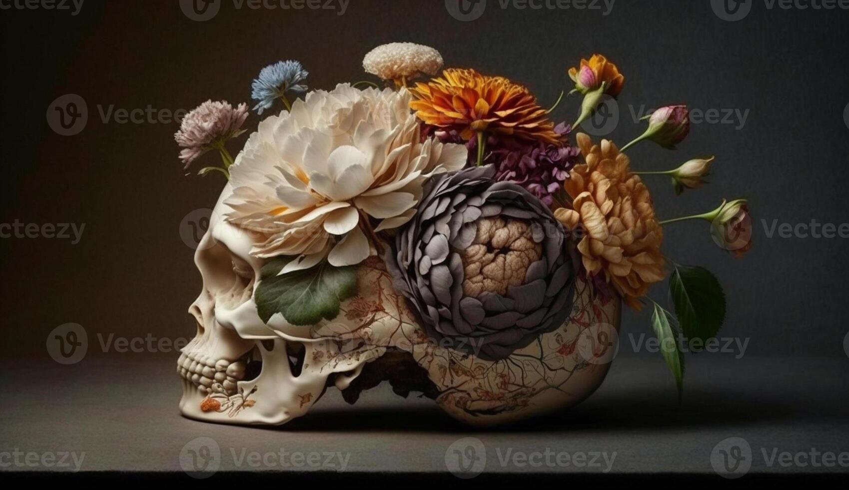 A still life of a vase with bouquet generated by AI photo