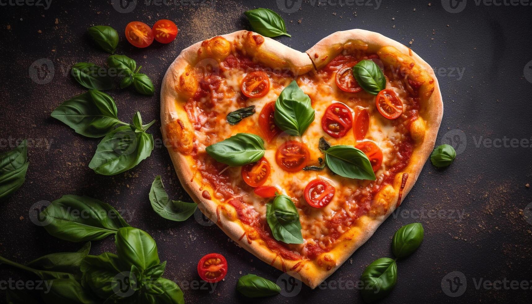 Fresh homemade margarita pizza on rustic wooden table generated by AI photo