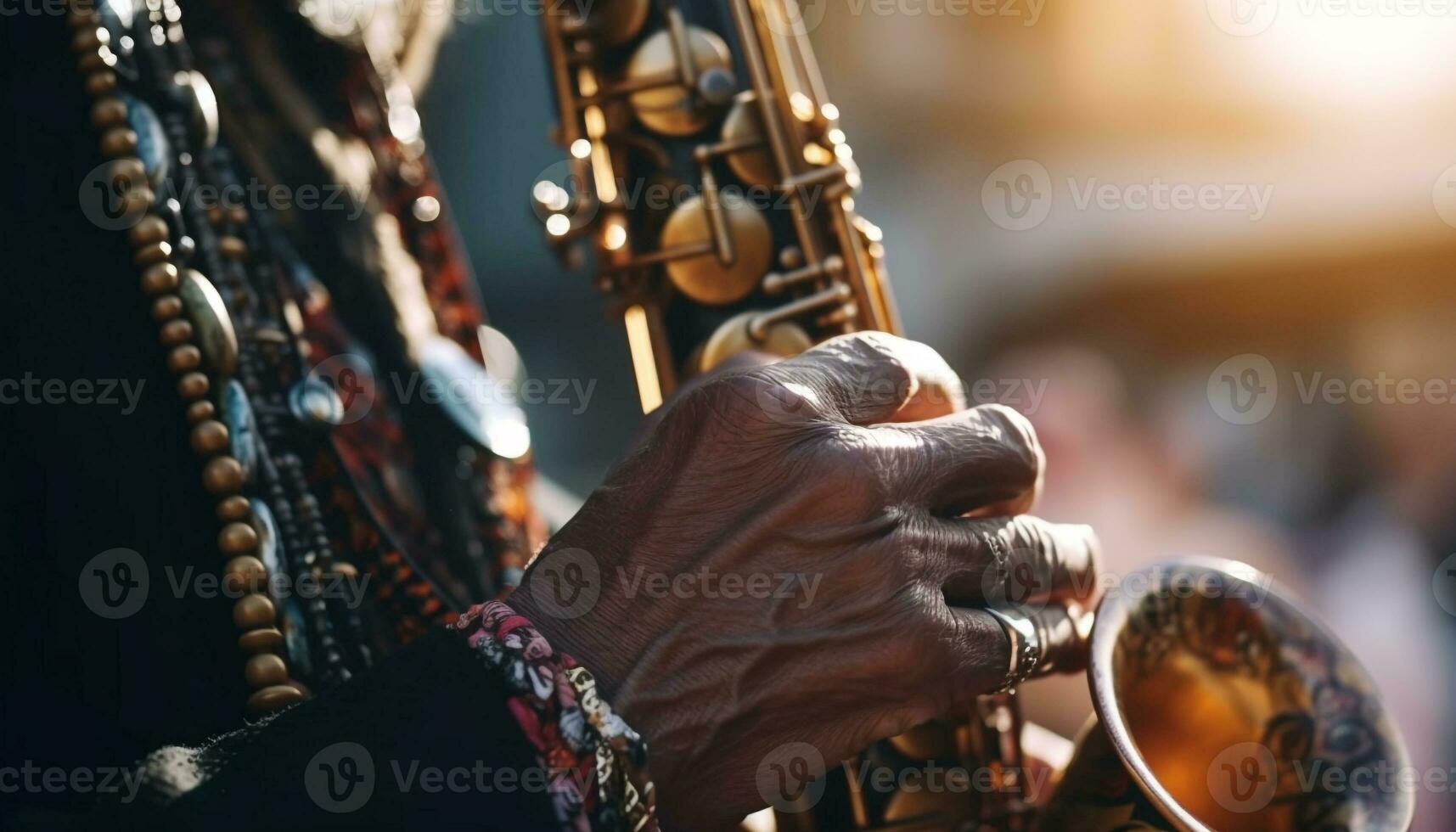 One man playing flute in indigenous culture generated by AI photo