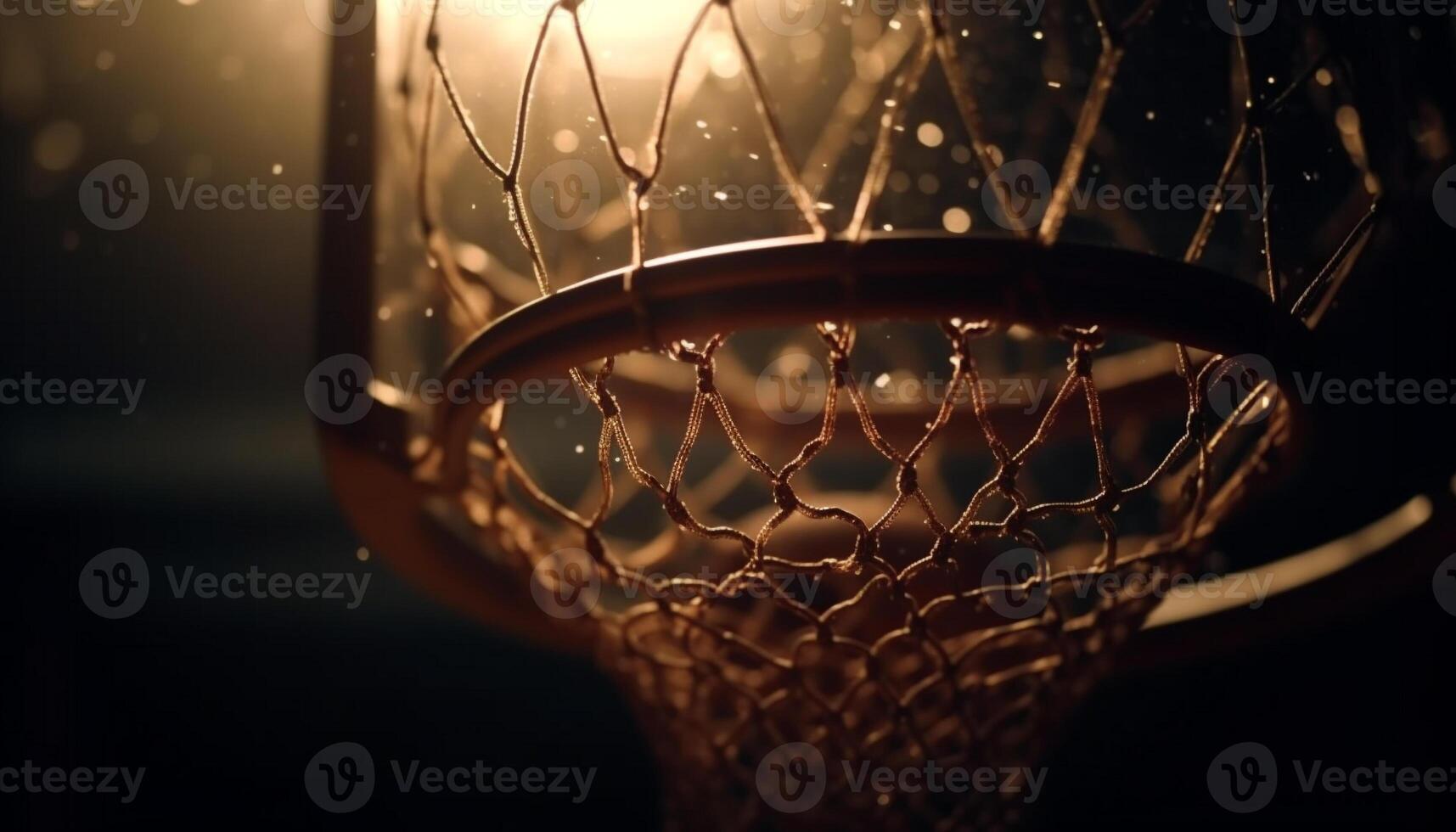 Basketball hoop drops ball into liquid celebration generated by AI photo