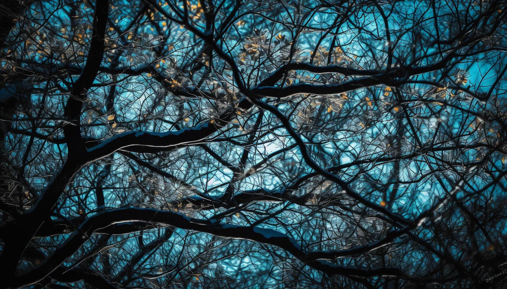 Silhouette of tree trunk, back lit by sunlight generated by AI photo