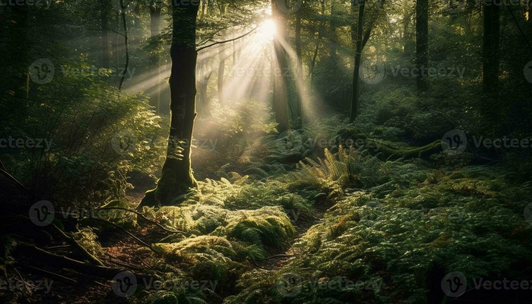 misterioso bosque, escalofriante helecho, oscuro aventuras espera generado por ai foto