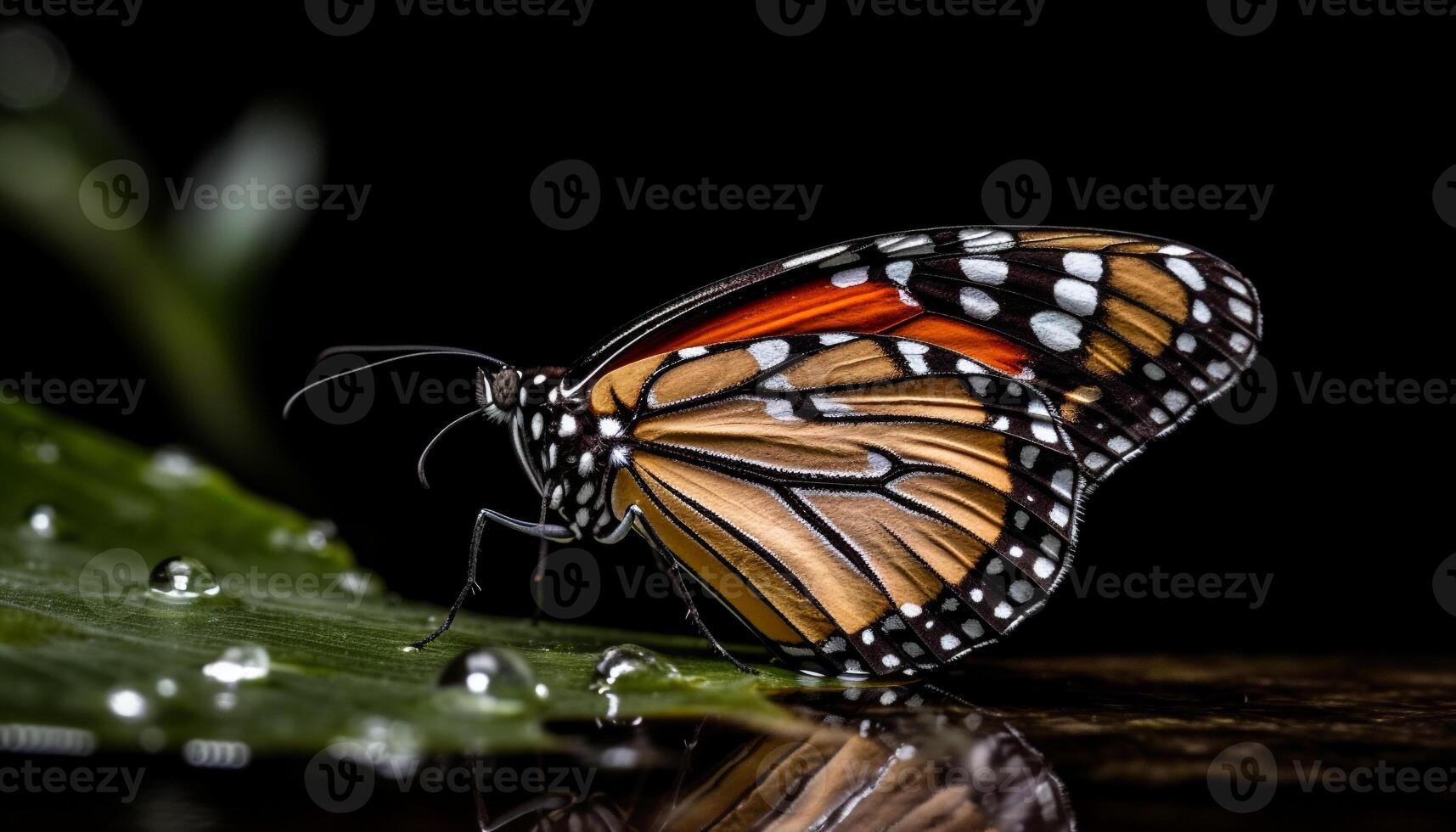 The spotted butterfly delicate wings showcase elegance generated by AI photo