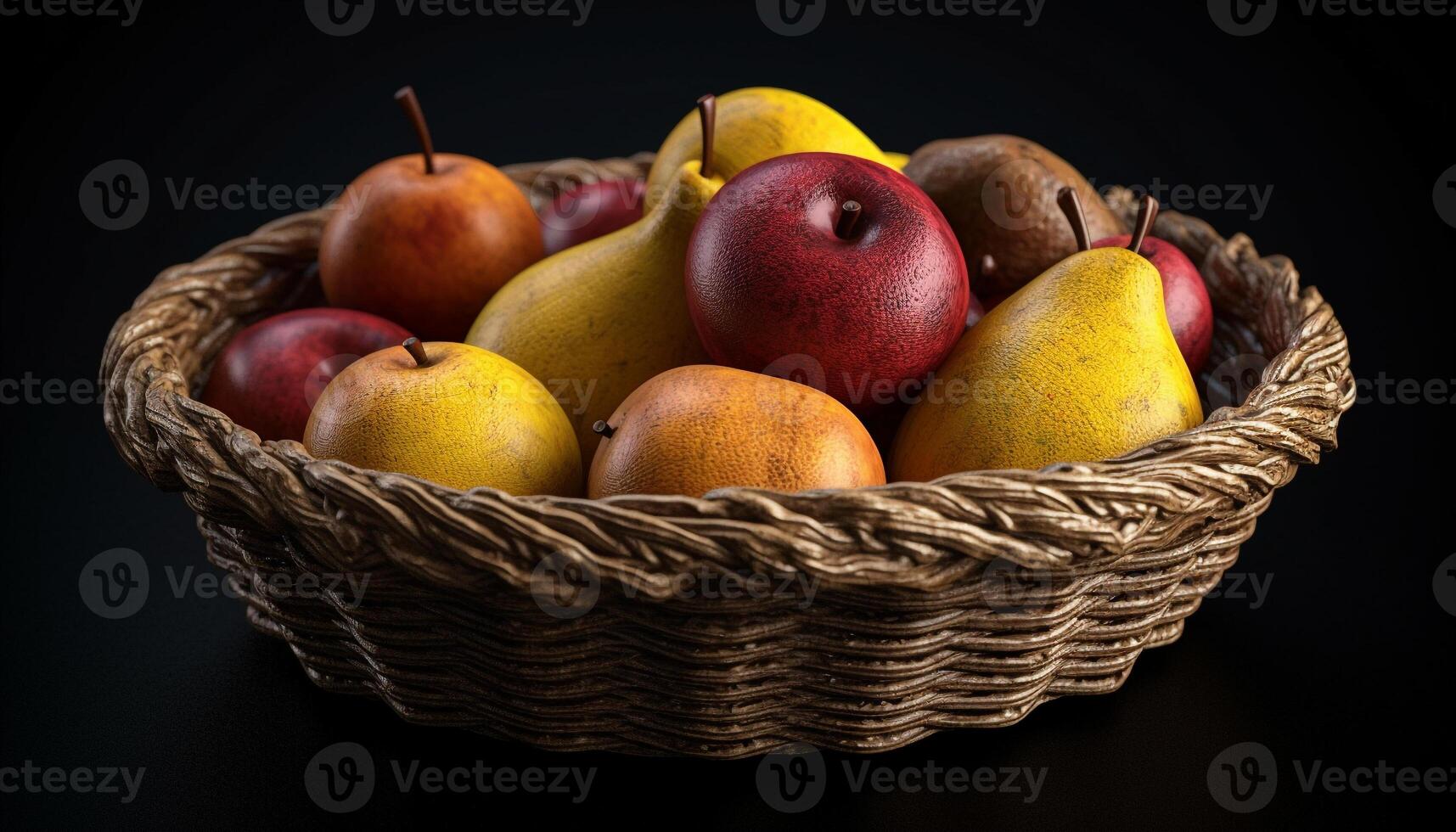 Organic fruit basket, ripe and fresh nature delight generated by AI photo
