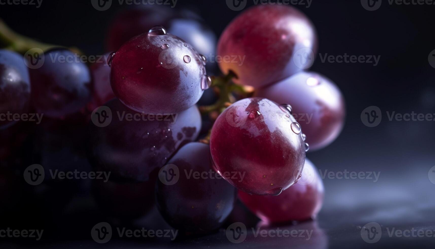Juicy grape bunch reflects nature freshness in healthy gourmet snack generated by AI photo