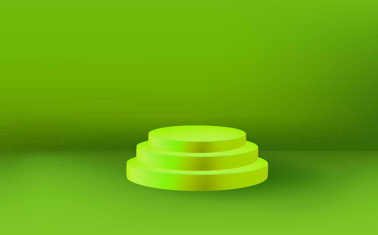 Empty 3d round  podium.Light green minimal wall scene.Abstract geometric platforms. vector