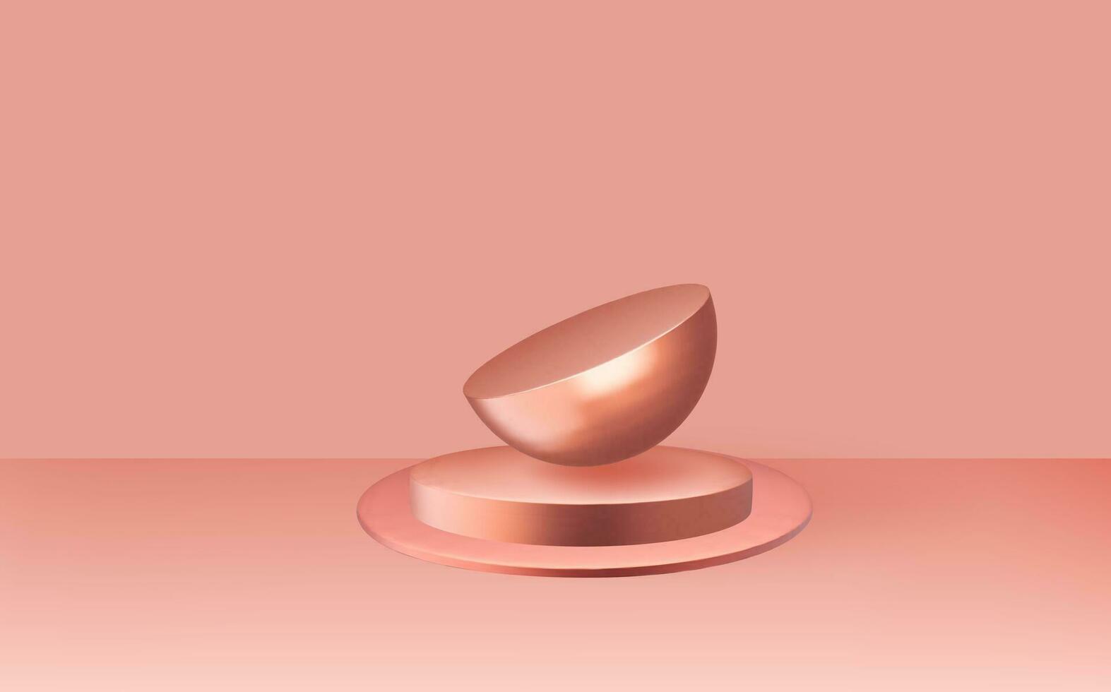 Empty 3d round golden podium with  prism overlay.Light yellow minimal wall scene.Abstract geometric platforms. vector