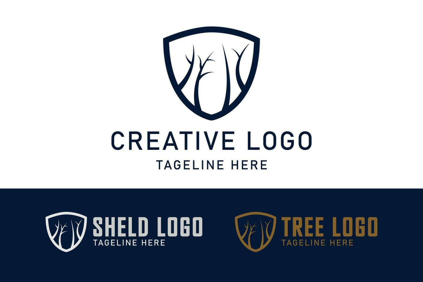 Shield combination logo with tree. logo design for nature shield. monogram style logo design. Creative logo professional. simple design editable vector