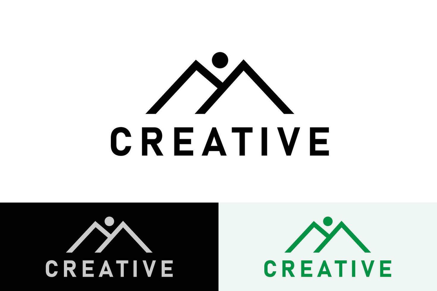 Mountain icon combination logo with letter M. Initial letter M. monogram style logo design. Creative logo professional. simple design editable vector