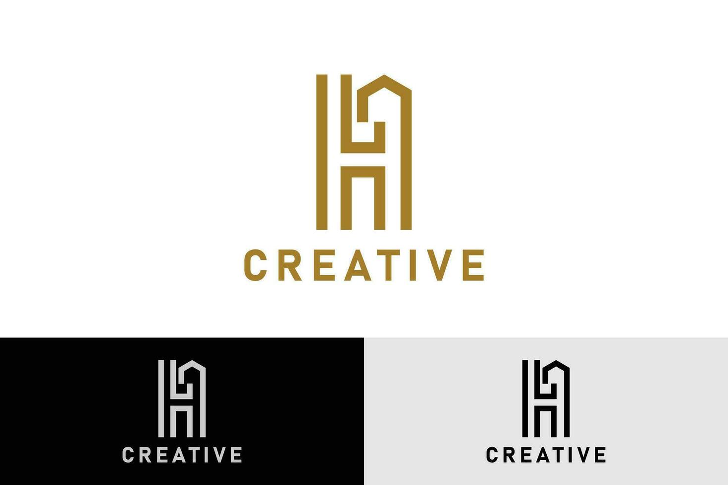 House icon combination logo with letter H. Initial letter H. monogram style logo design. Creative logo professional. simple design editable vector