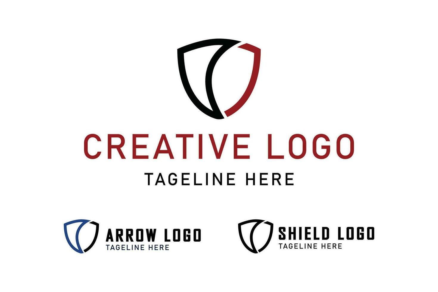 shield logo and arrow or spear head. icon related to protection, defense, strength. Simple vector design editable