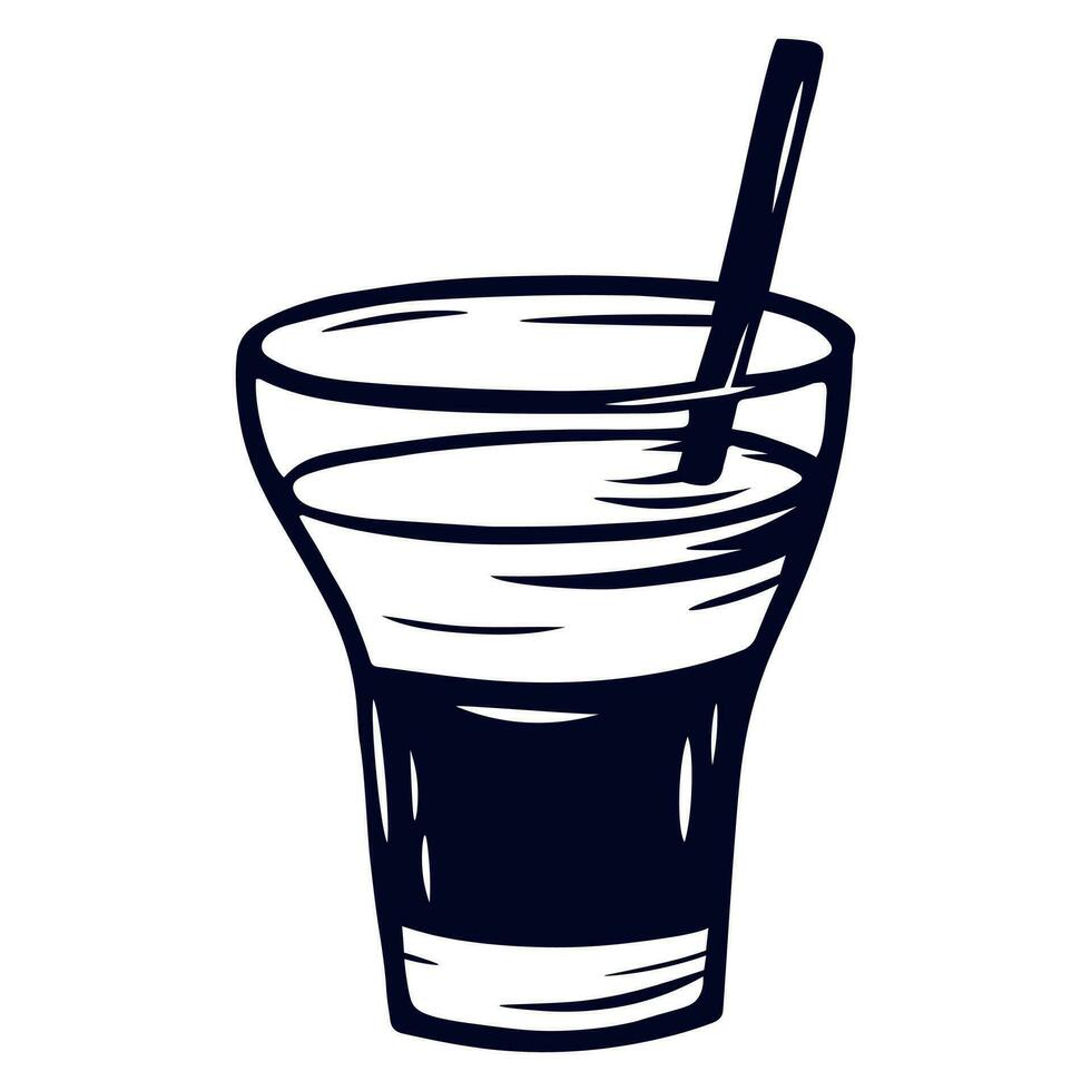 ilustración de vaso con frío alcohólico cóctel. mano dibujado vector bosquejo de verano refrescante bebida