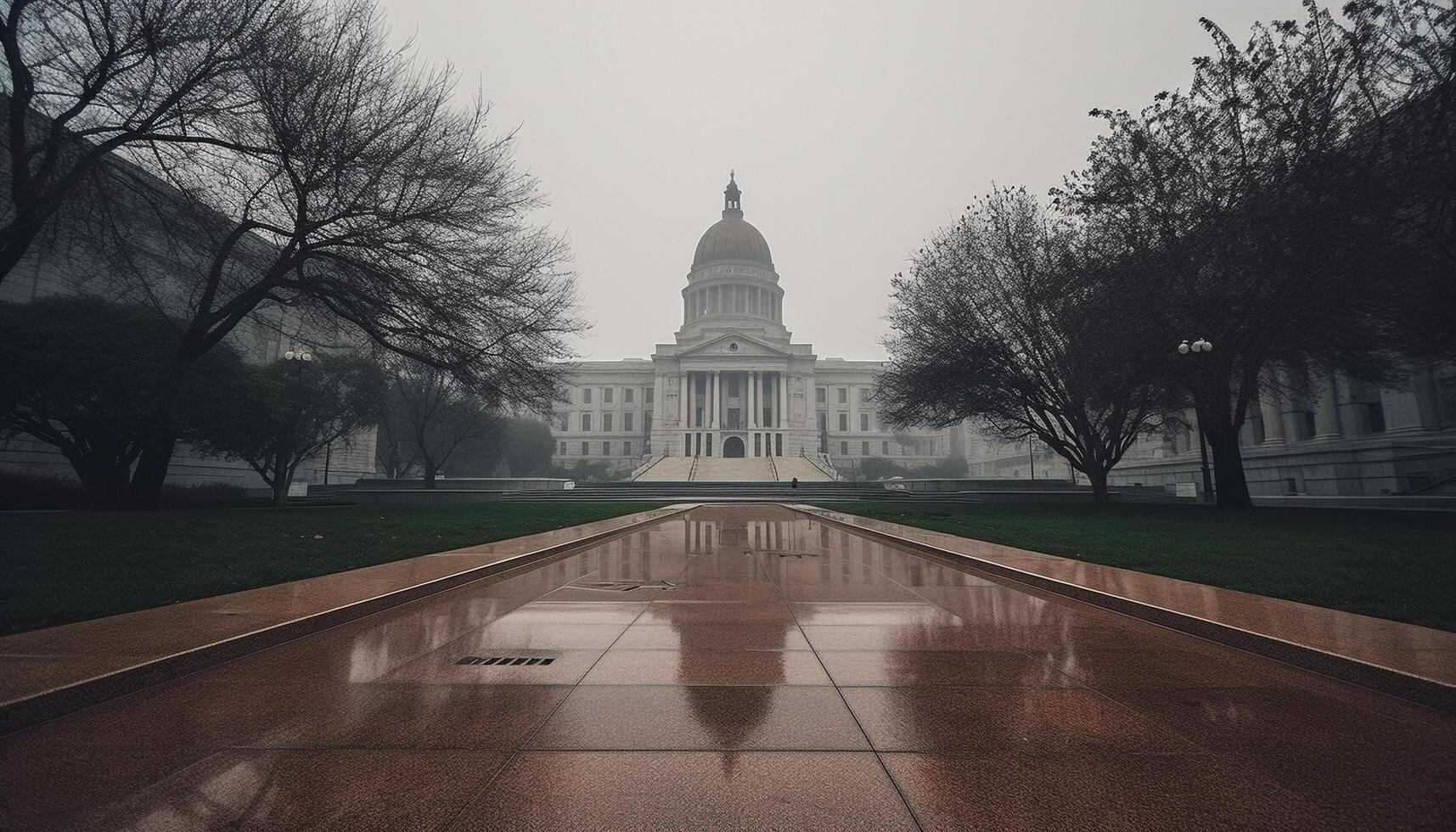 el Capitolio edificio un neo clásico símbolo de americano democracia generado por ai foto