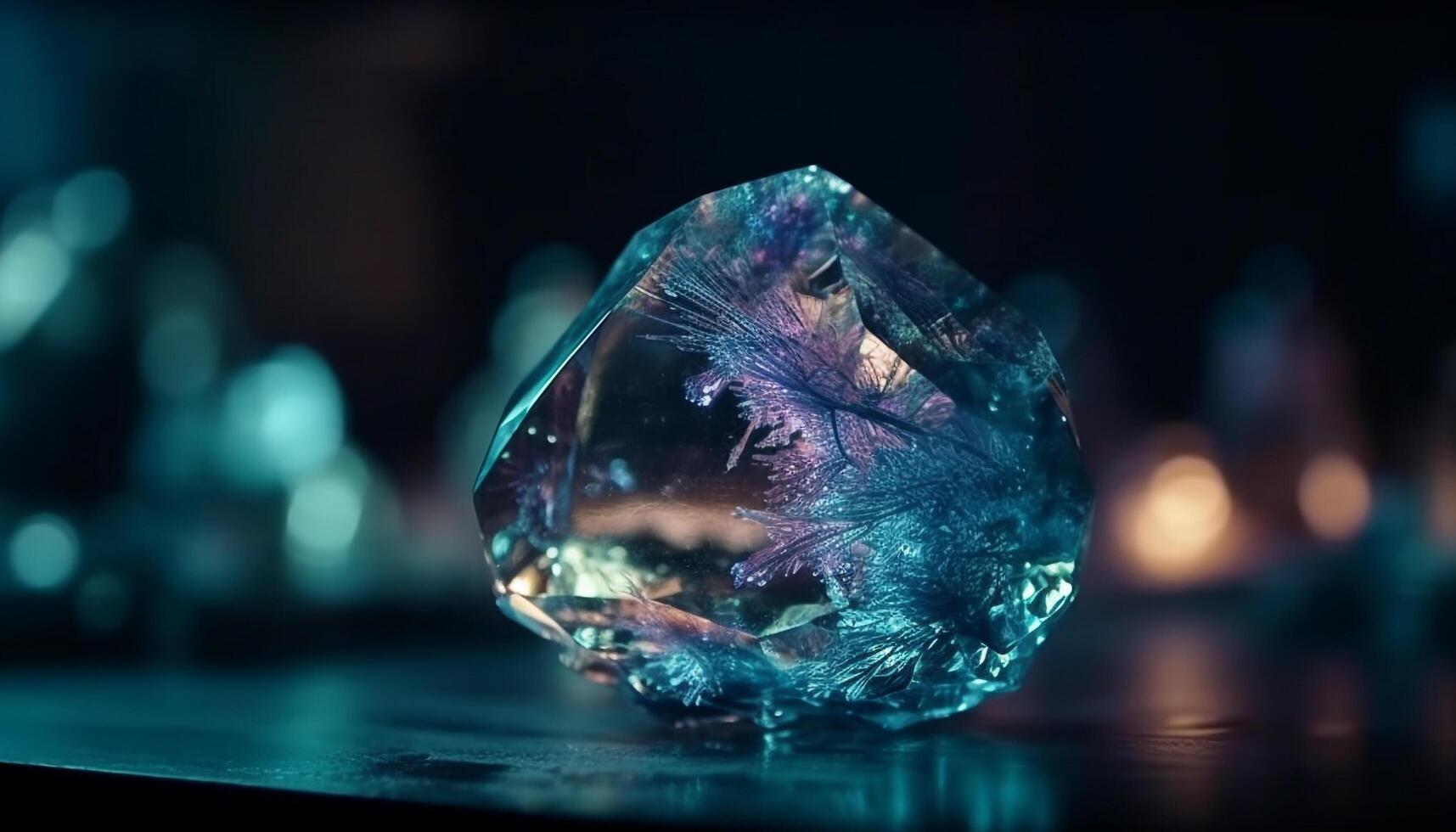 Fractal quartz crystal gift futuristic elegance in vibrant, multi colored design generated by AI photo