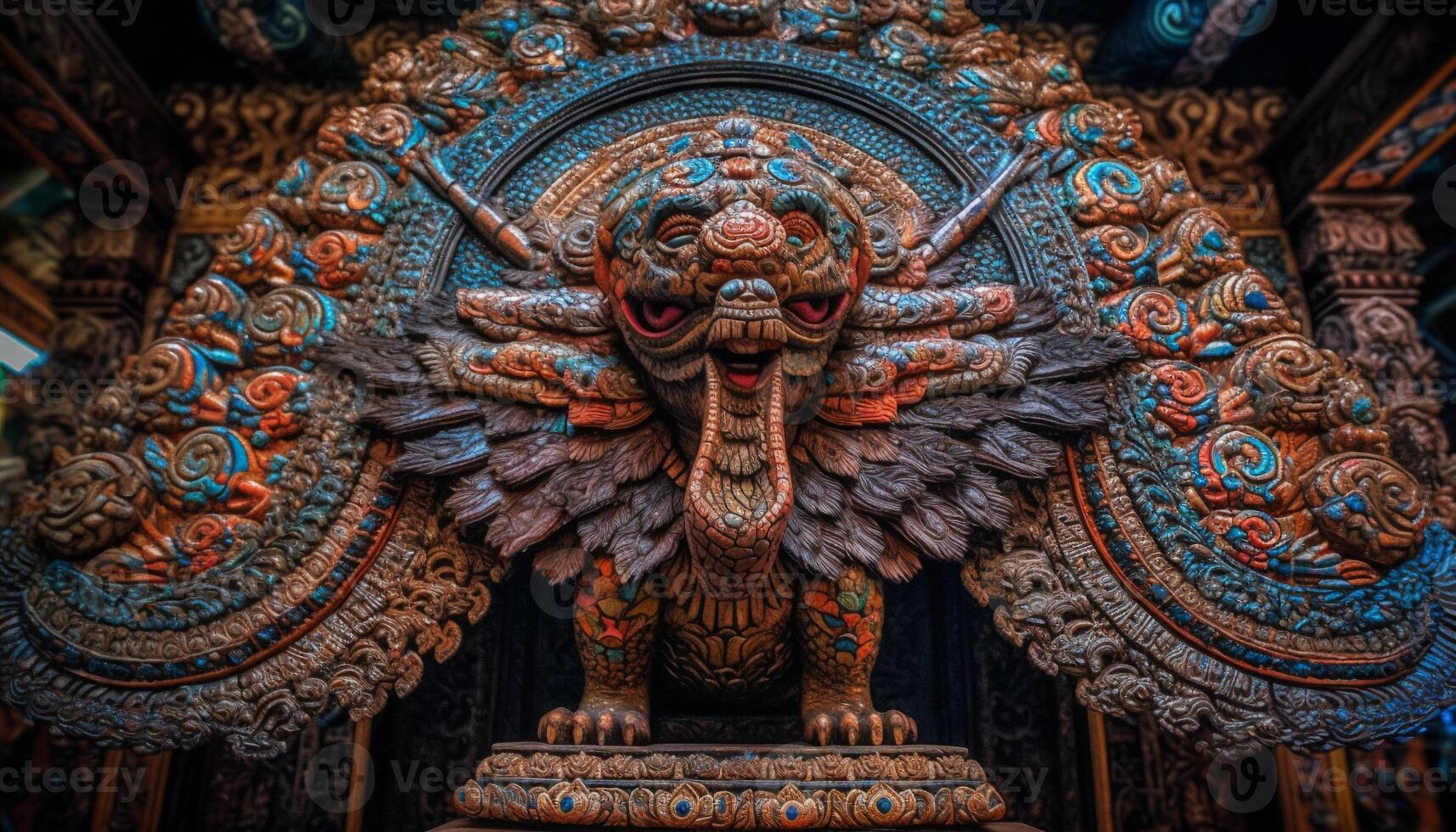 The ornate sculpture of the Hindu elephant god symbolizes spirituality generated by AI photo