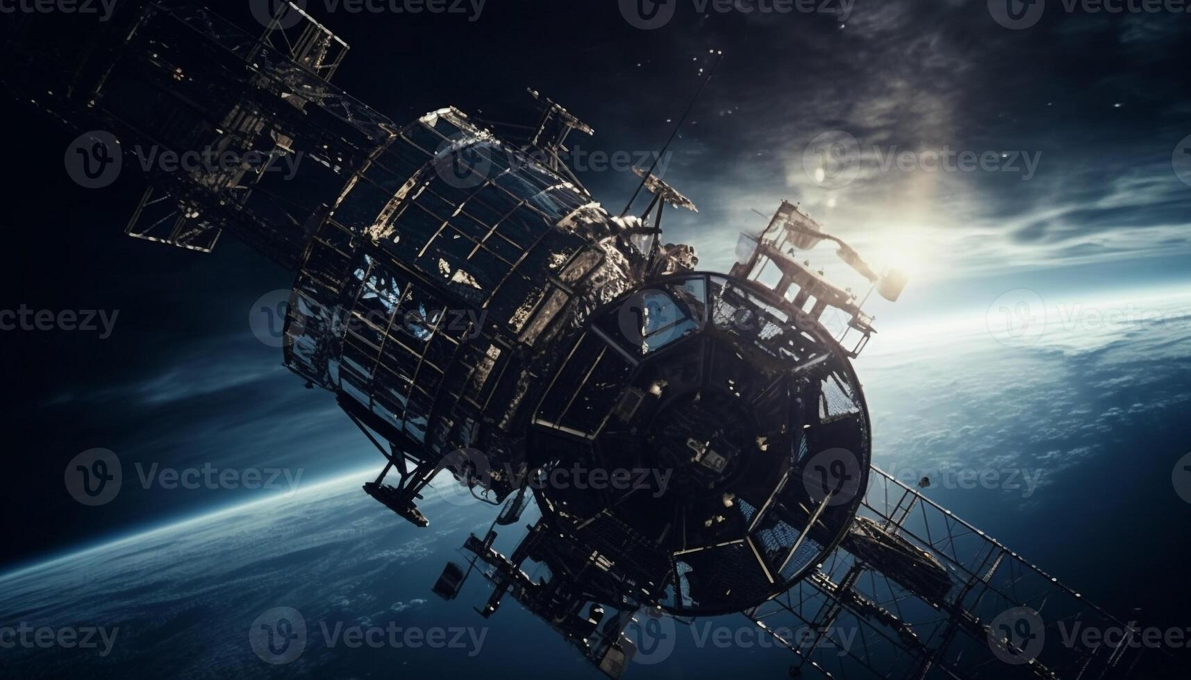 The spaceship orbits the nebula, powered by natural gas fuel generated by AI photo