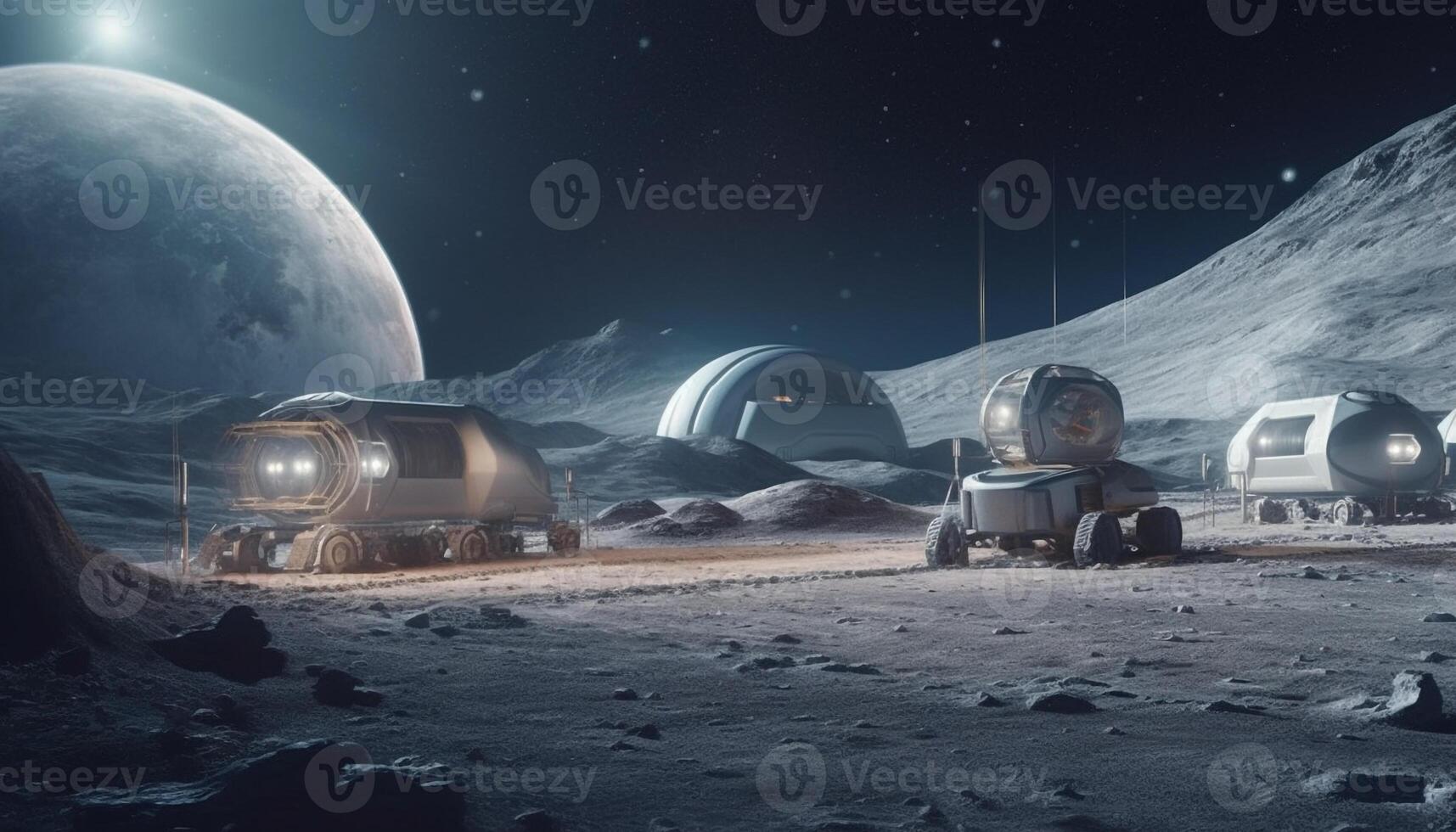 Trucking through snow, delivering atmosphere to Mars a futuristic journey generated by AI photo