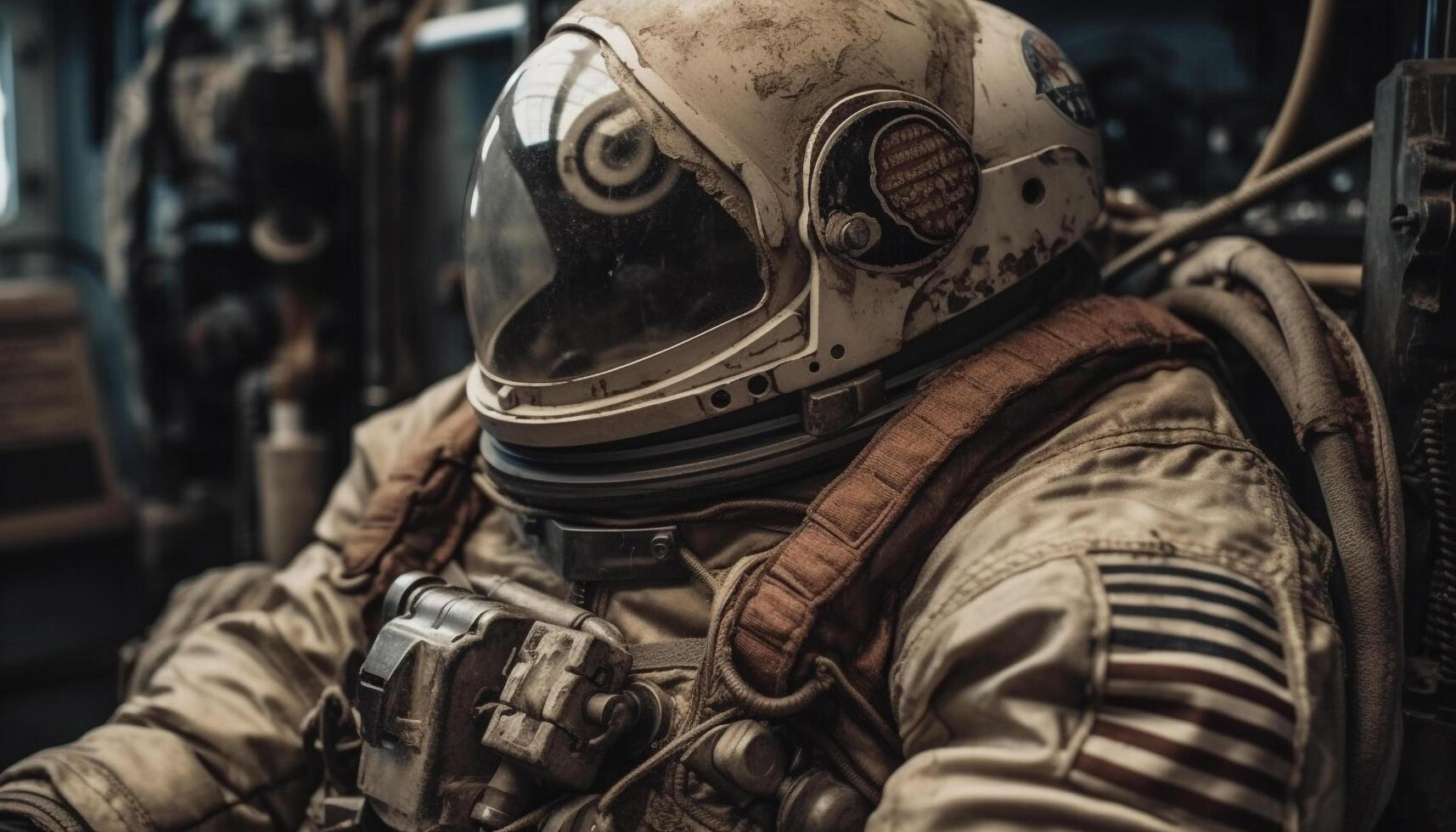 Army soldier in protective suit and helmet wields rifle outdoors generated by AI photo