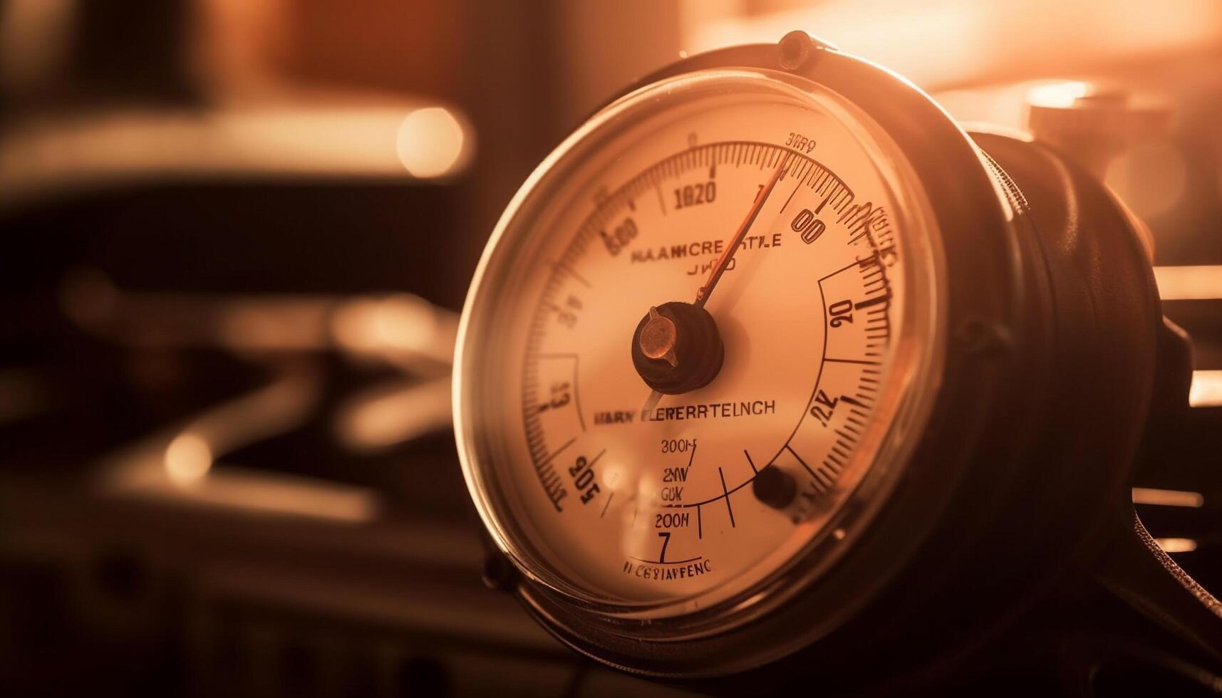 Old fashioned gauge measures heat in antique machinery at factory generated by AI photo