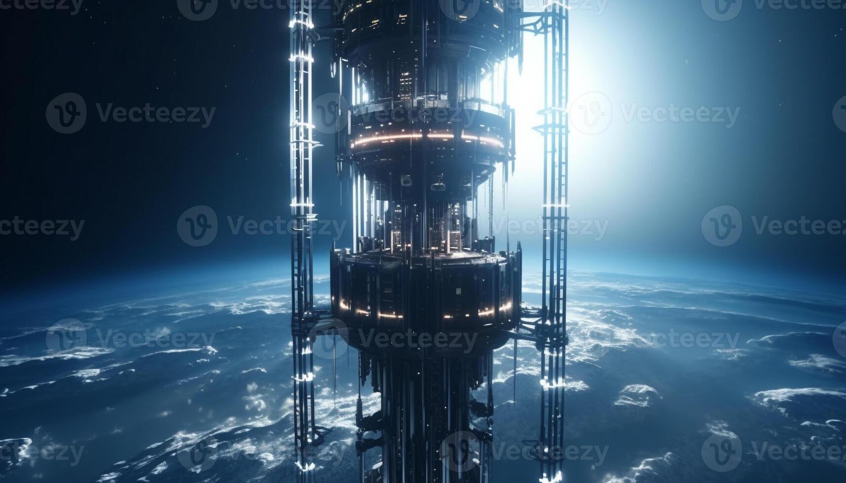 Oil industry machinery drills for fossil fuel in polluted environment generated by AI photo