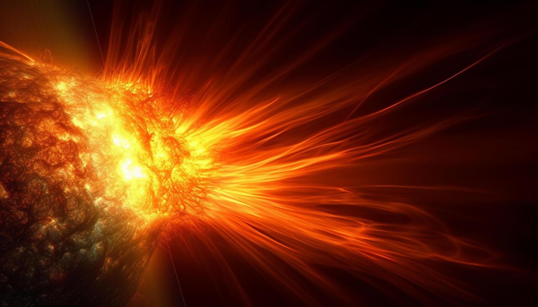 Futuristic galaxy explodes in a fiery, abstract natural phenomenon generated by AI photo