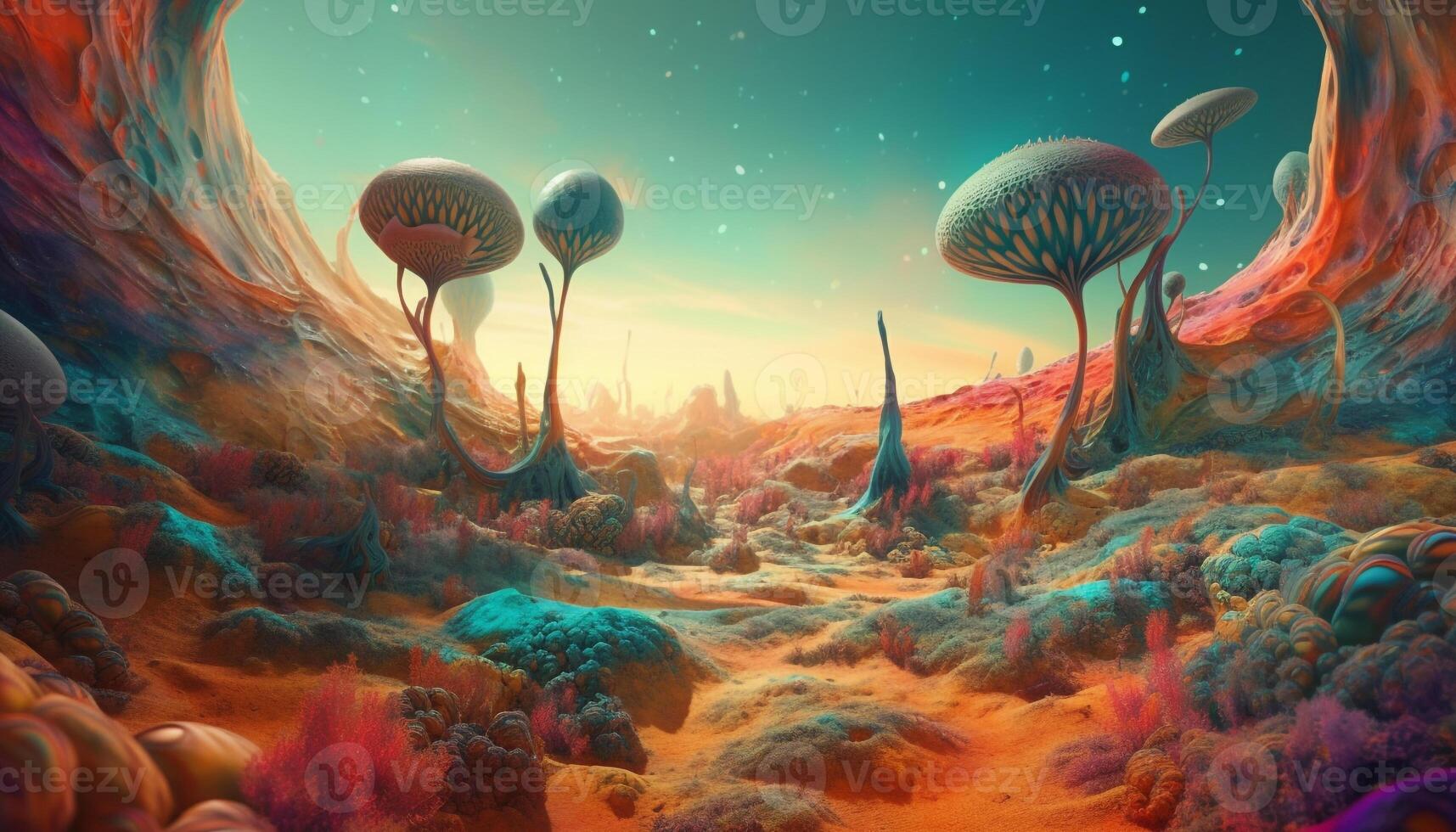 Futuristic spaceship orbits galaxy, revealing mysterious deep space landscape generated by AI photo