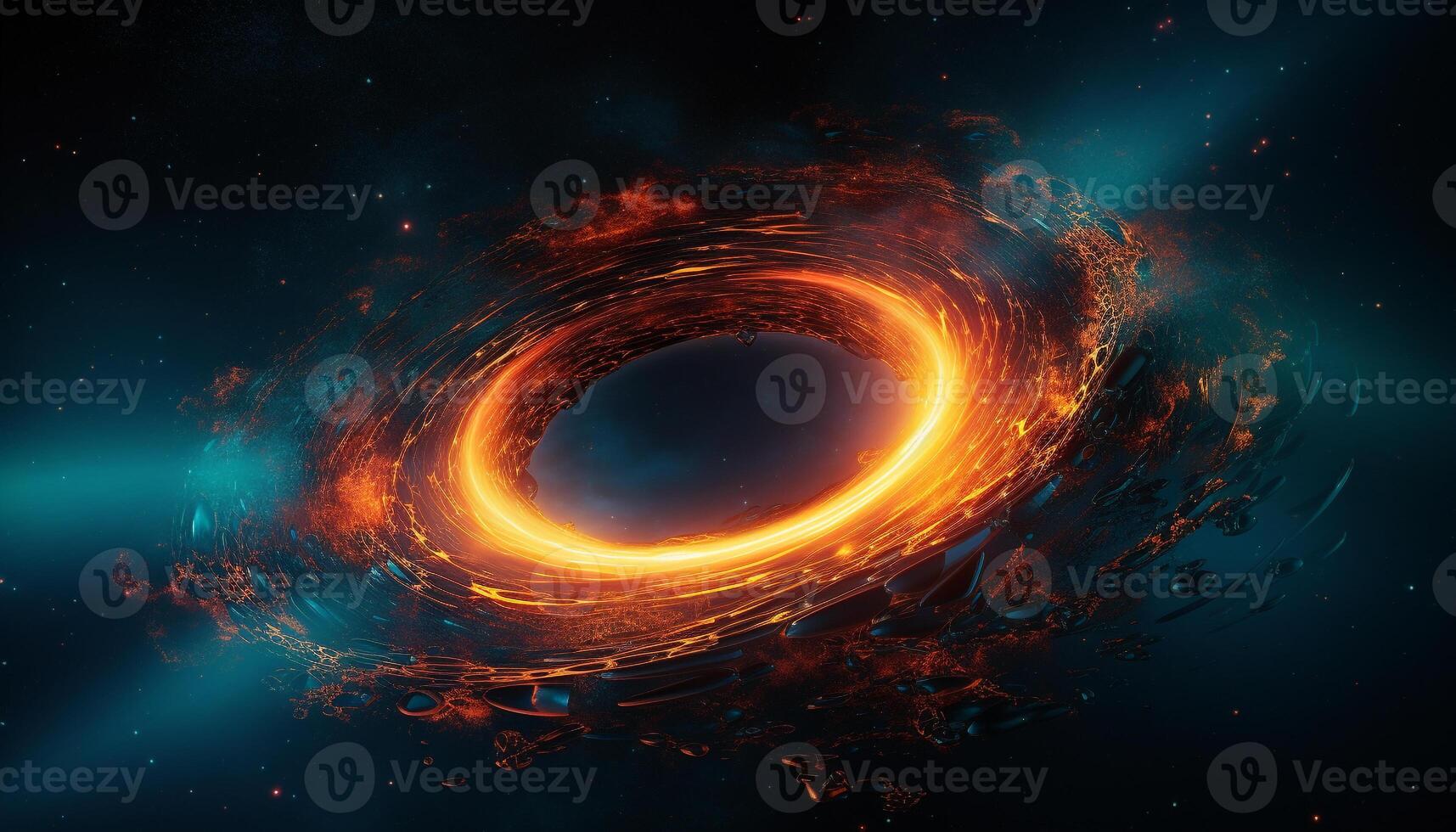 Supernova exploding in deep space, illuminating galaxy with glowing heat generated by AI photo