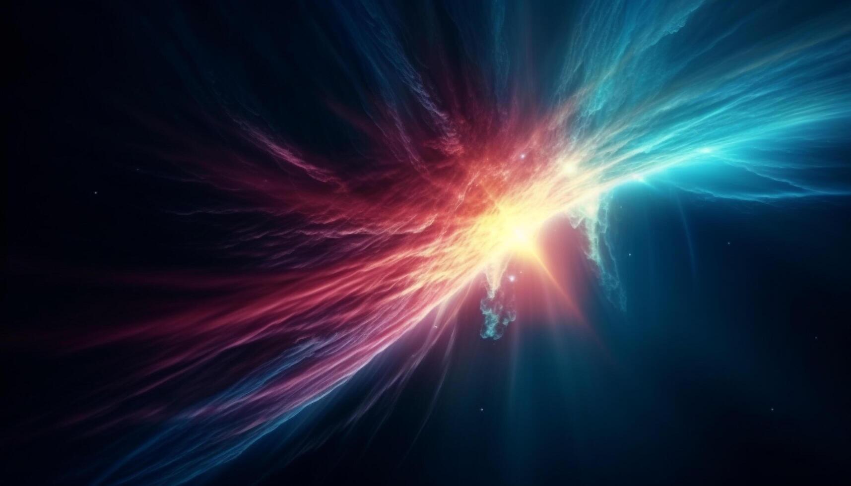 A bright, abstract galaxy illustration with glowing nebula and fractal patterns generated by AI photo
