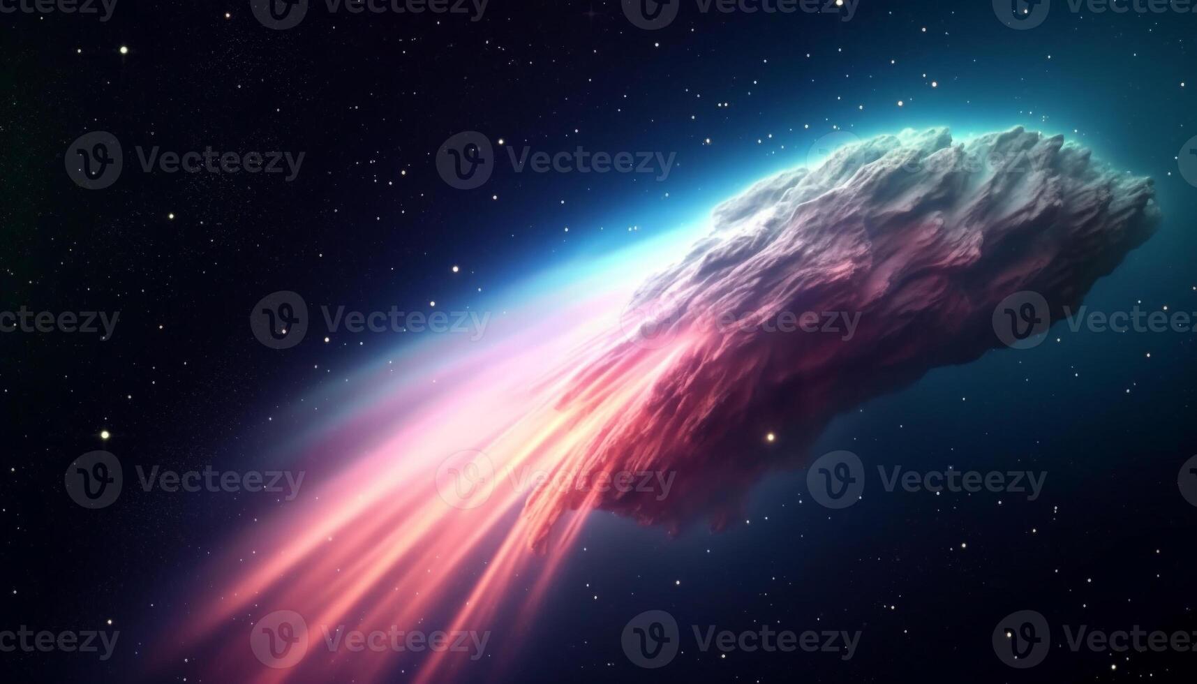 Glowing star field illuminates dark galaxy in abstract space design generated by AI photo